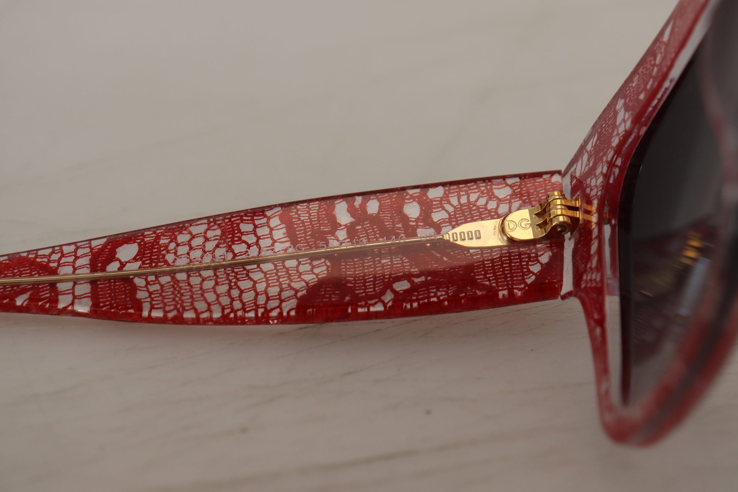 Dolce & Gabbana Red Lace Acetate Rectangle Shades DG4231Sunglasses - Whispers Of Wisdom Clothing