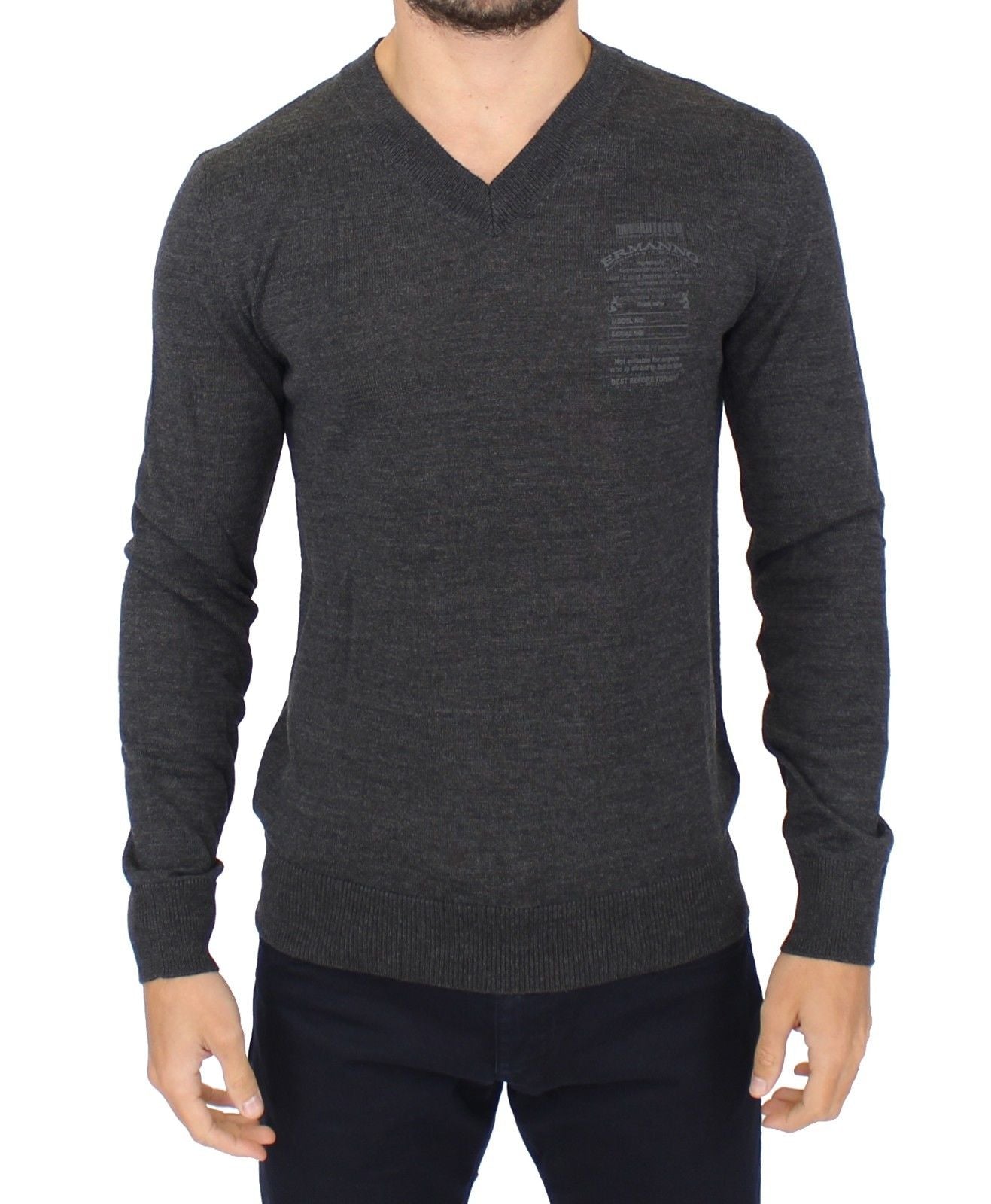 Ermanno Scervino Gray Wool Blend V-neck Pullover Sweater - Whispers Of Wisdom Clothing
