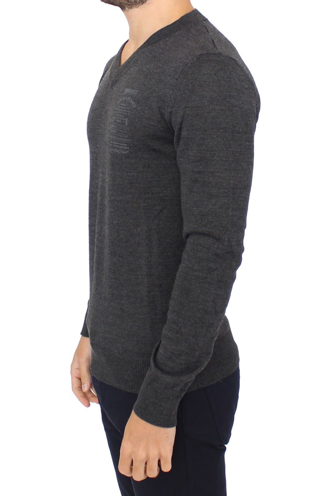 Ermanno Scervino Gray Wool Blend V-neck Pullover Sweater - Whispers Of Wisdom Clothing