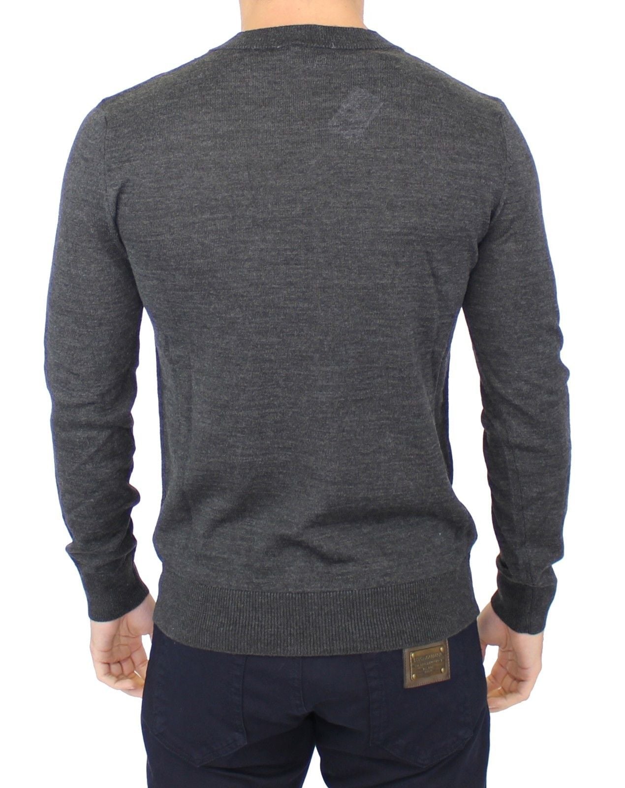 Ermanno Scervino Gray Wool Blend V-neck Pullover Sweater - Whispers Of Wisdom Clothing