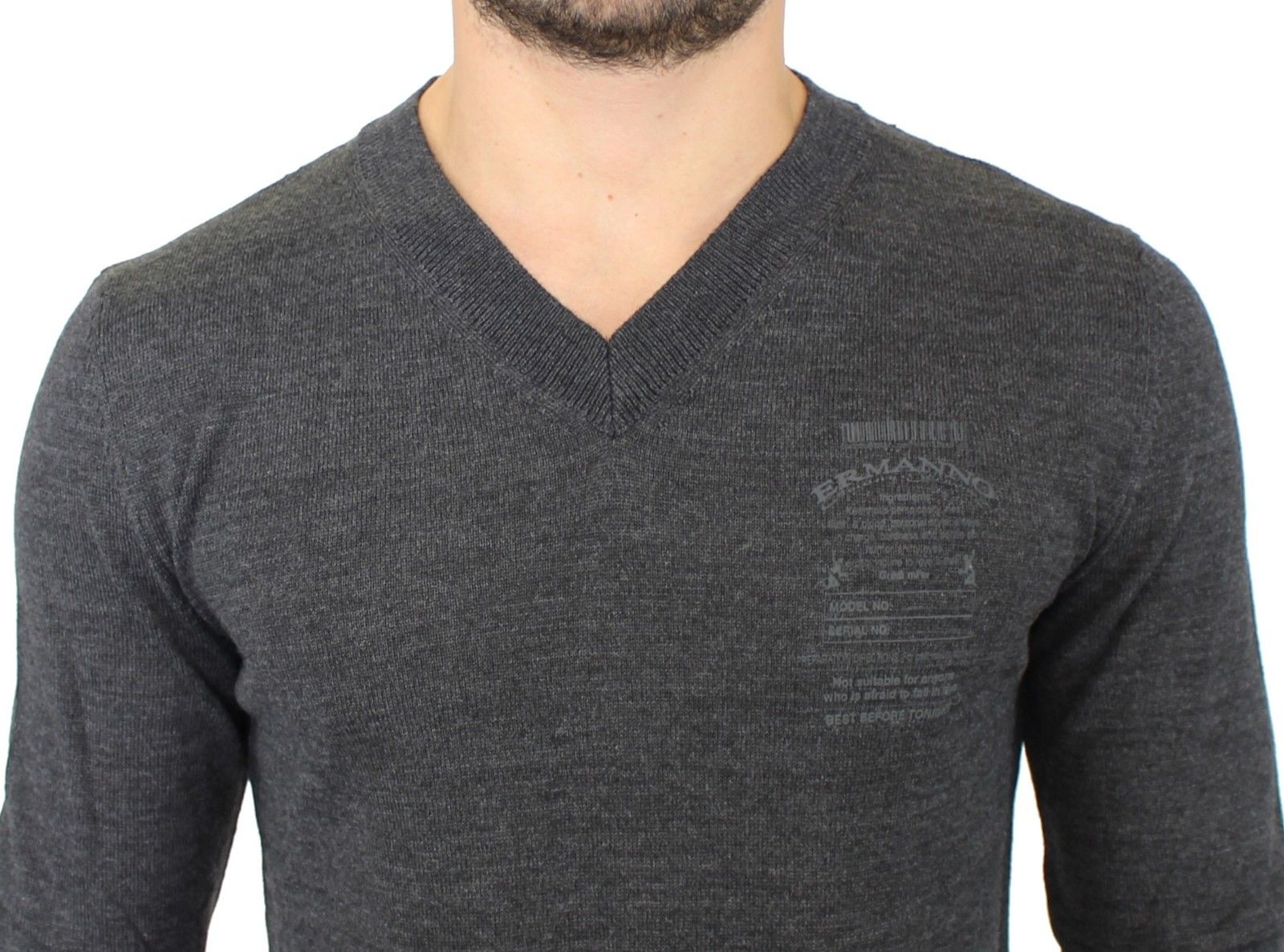 Ermanno Scervino Gray Wool Blend V-neck Pullover Sweater - Whispers Of Wisdom Clothing