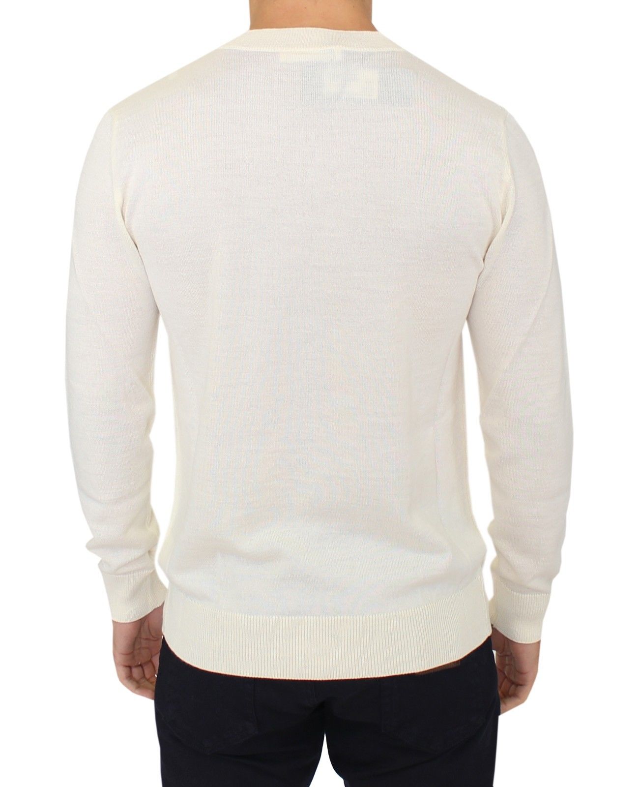 Ermanno Scervino Off White Wool Blend V-neck Pullover Sweater - Whispers Of Wisdom Clothing