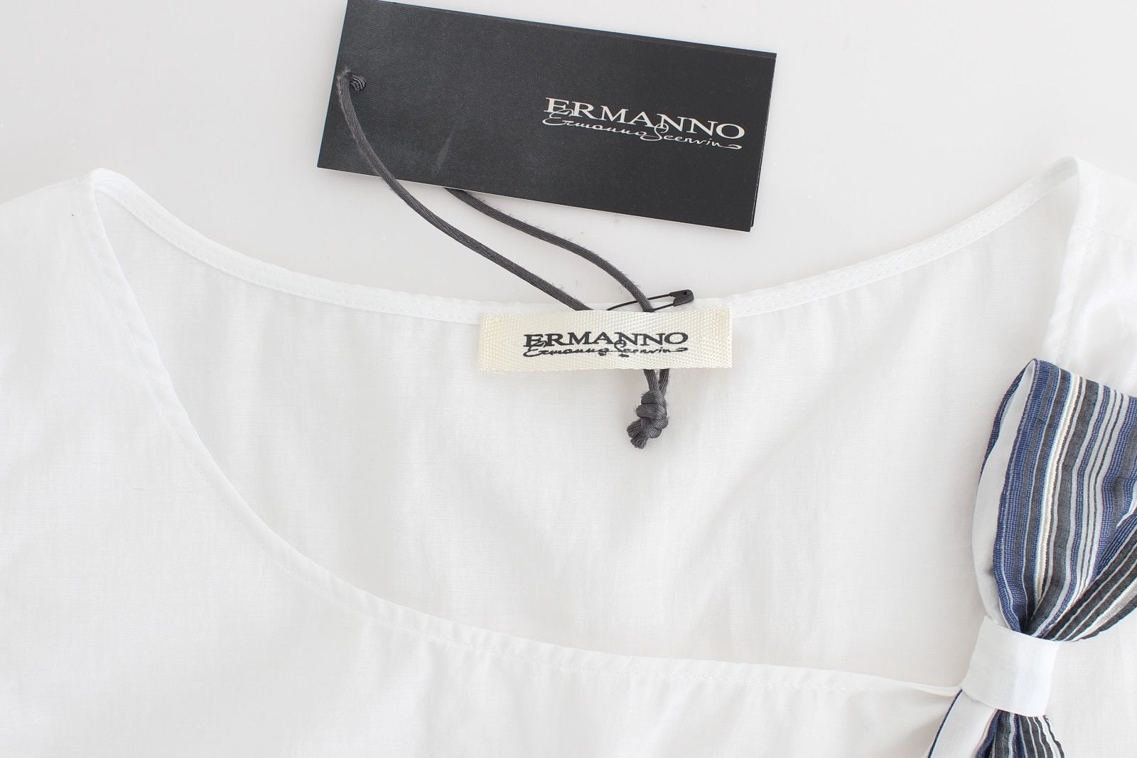 Ermanno Scervino White Blue Top Blouse Tank Shirt Sleeveless - Whispers Of Wisdom Clothing