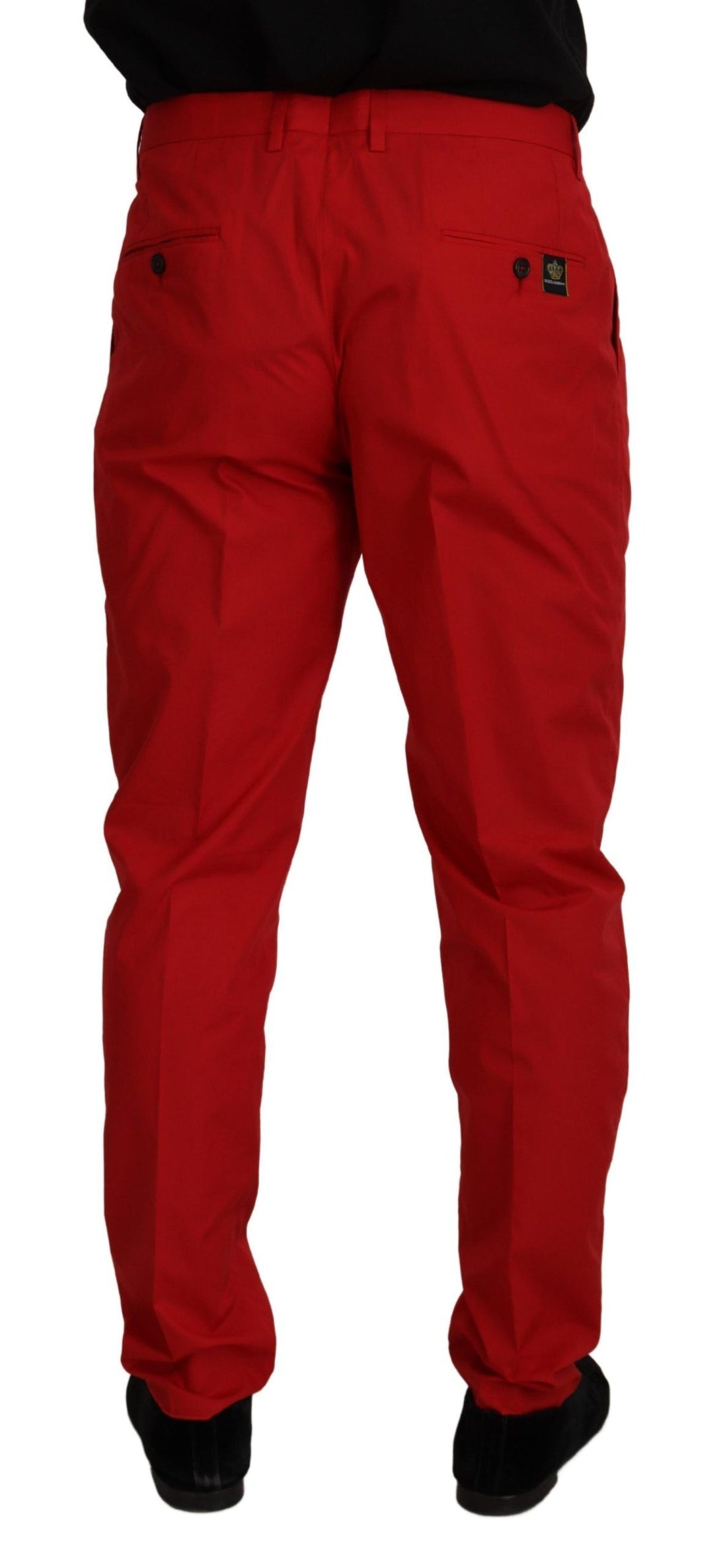 Dolce & Gabbana Red Cotton Slim Fit Trousers Chinos Pants - Whispers Of Wisdom Clothing