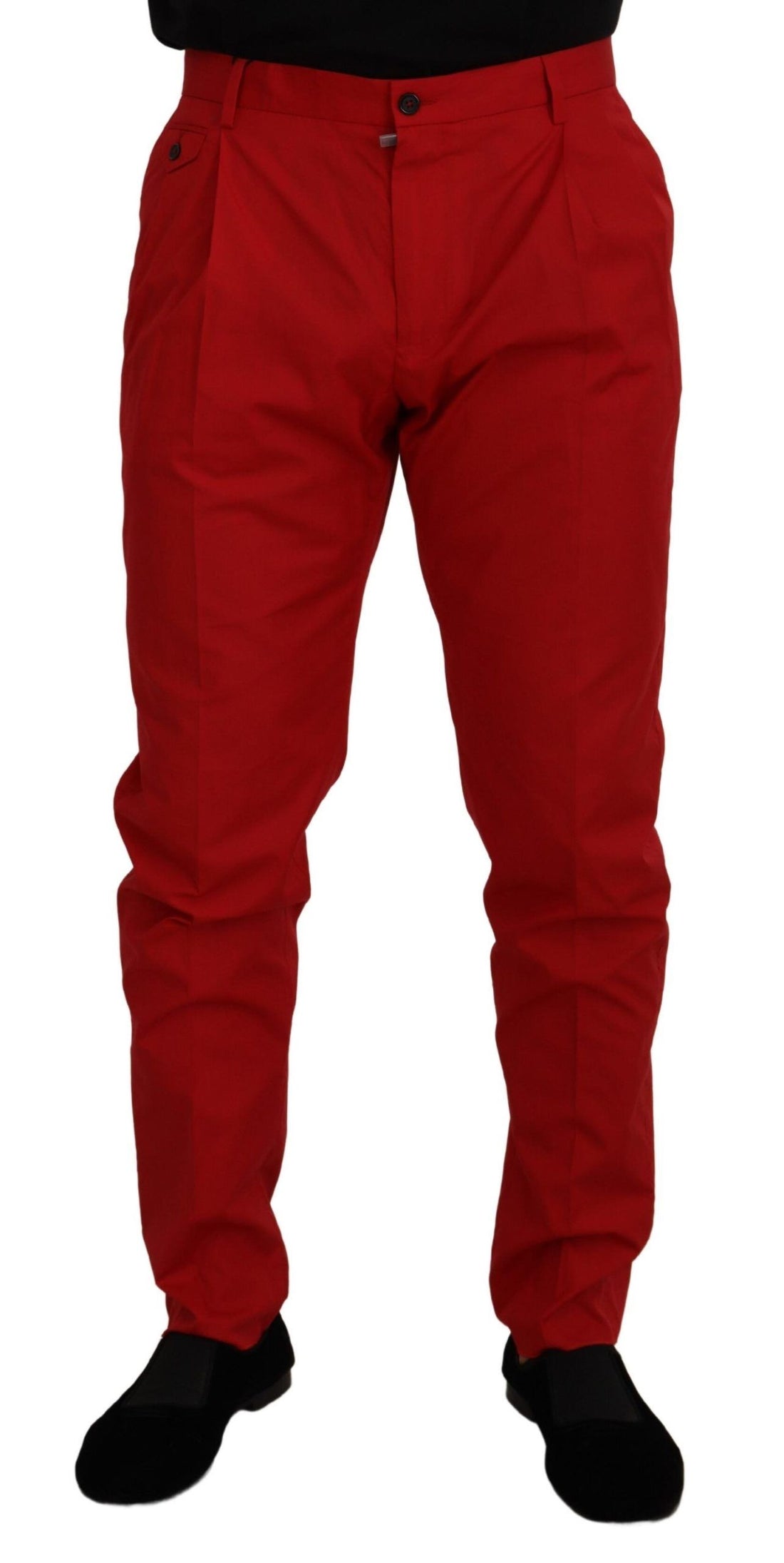 Dolce & Gabbana Red Cotton Slim Fit Trousers Chinos Pants - Whispers Of Wisdom Clothing