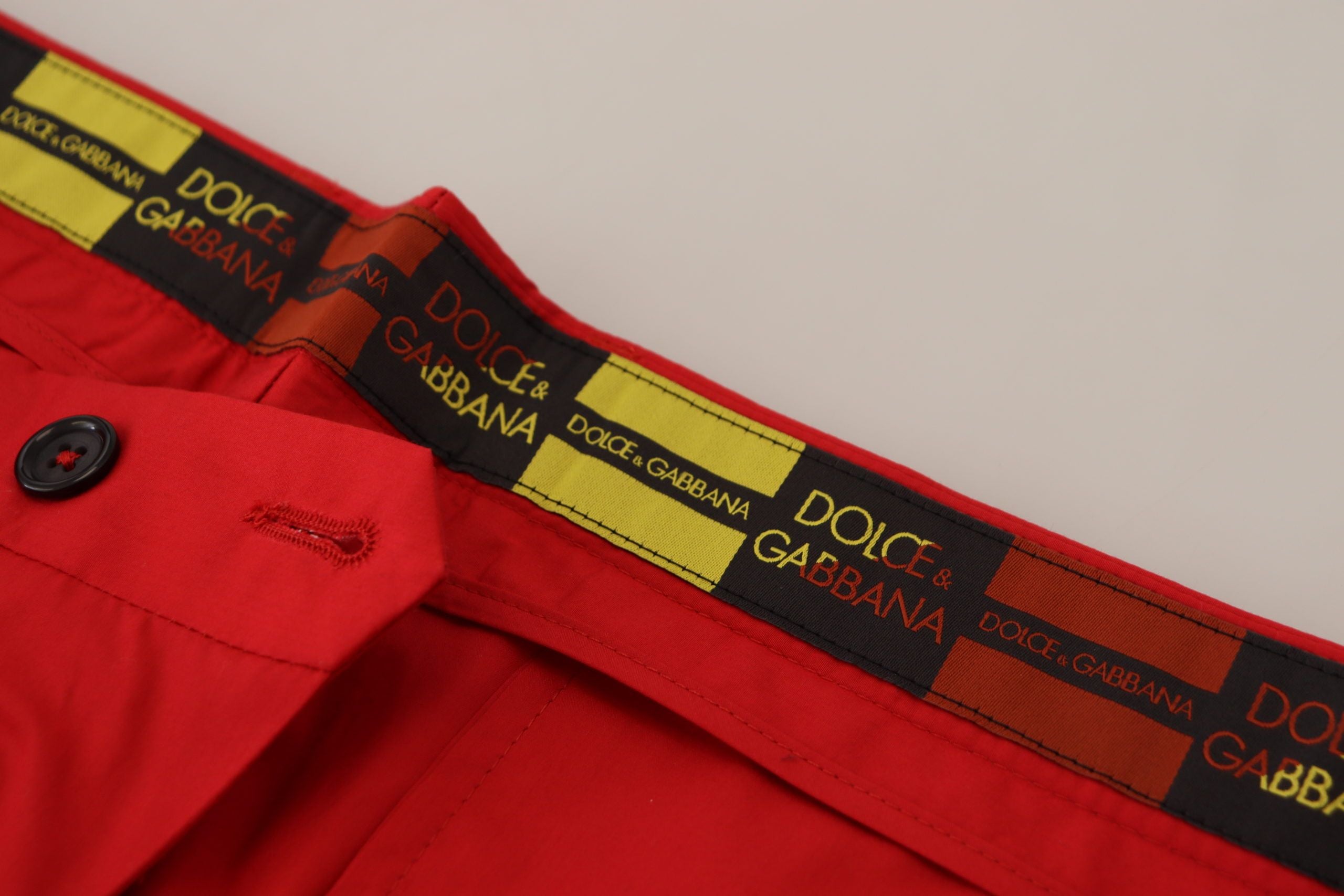 Dolce & Gabbana Red Cotton Slim Fit Trousers Chinos Pants - Whispers Of Wisdom Clothing