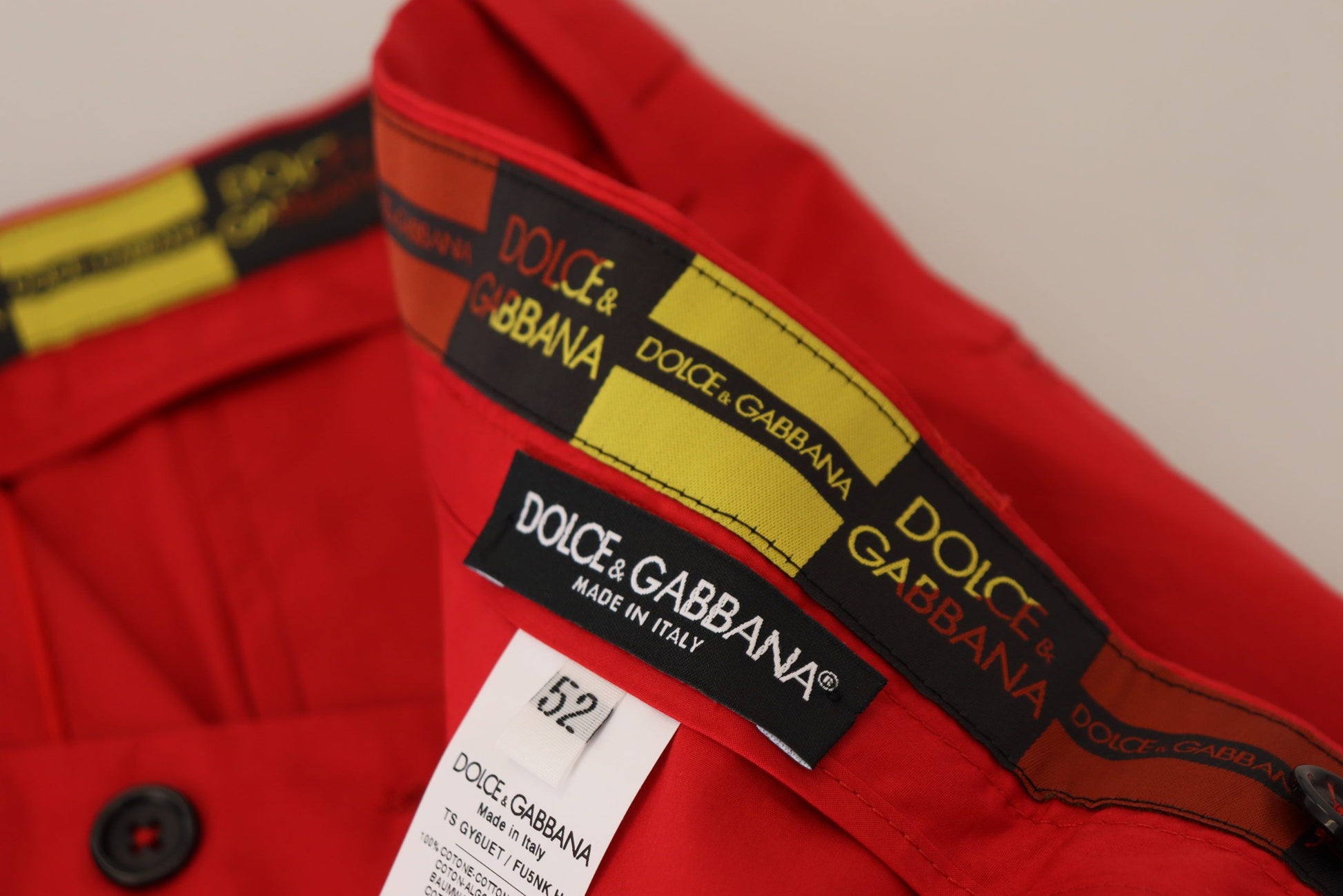 Dolce & Gabbana Red Cotton Slim Fit Trousers Chinos Pants - Whispers Of Wisdom Clothing