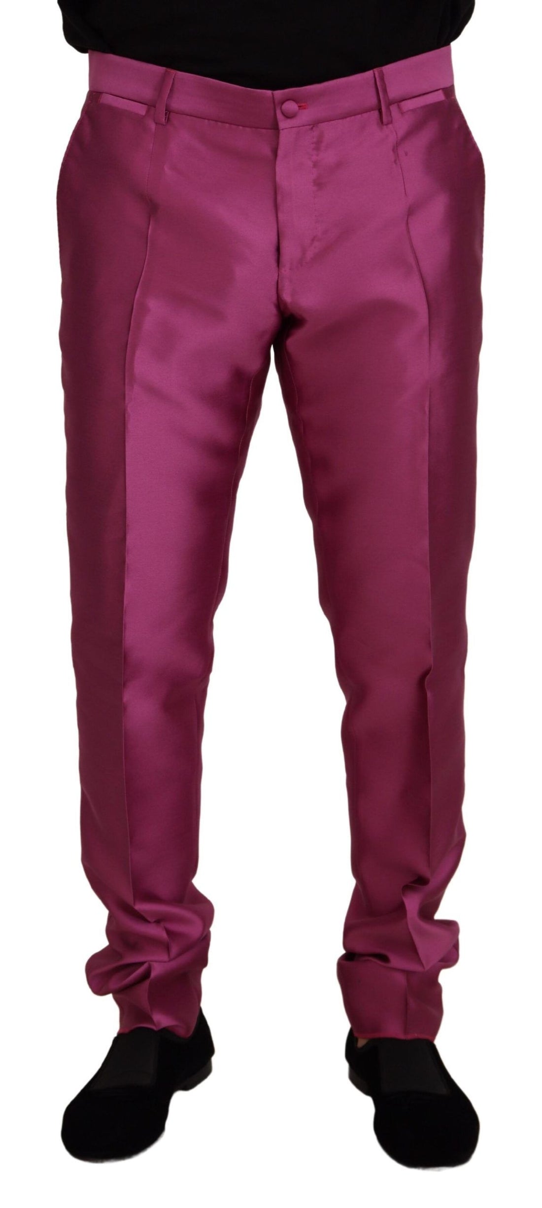 Dolce & Gabbana Pink Silk Slim Trousers Dress Formal Pants - Whispers Of Wisdom Clothing