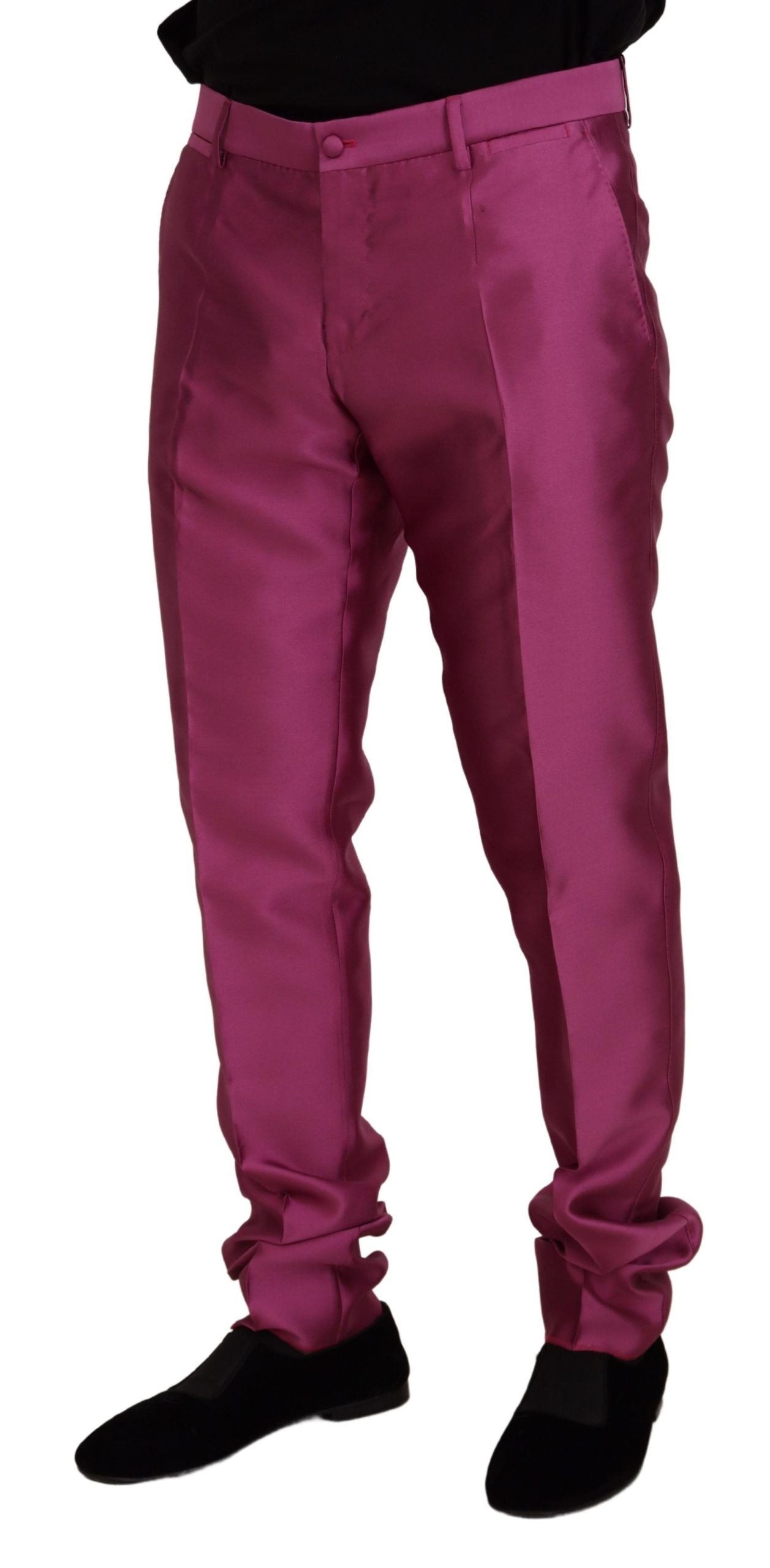 Dolce & Gabbana Pink Silk Slim Trousers Dress Formal Pants - Whispers Of Wisdom Clothing