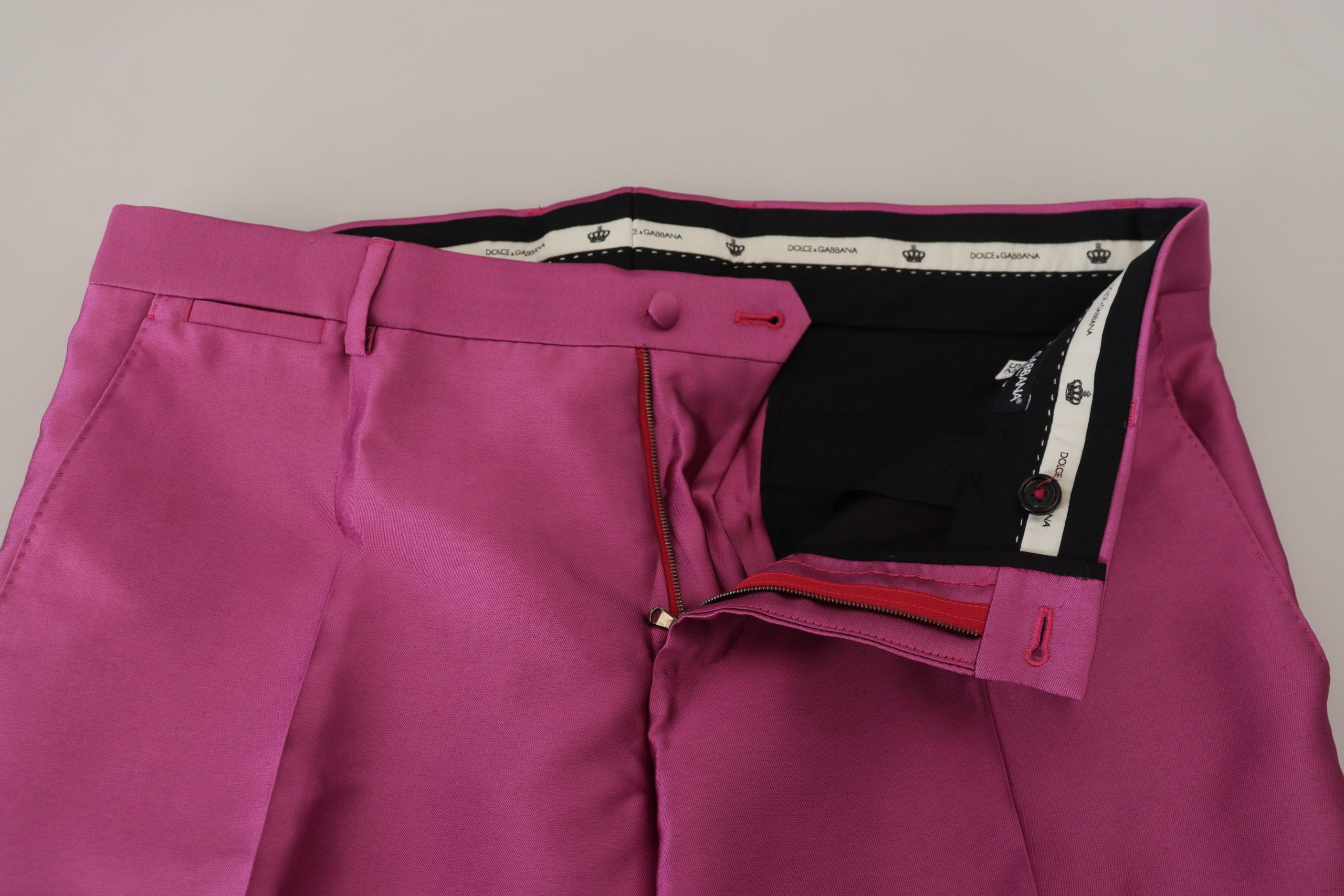 Dolce & Gabbana Pink Silk Slim Trousers Dress Formal Pants - Whispers Of Wisdom Clothing