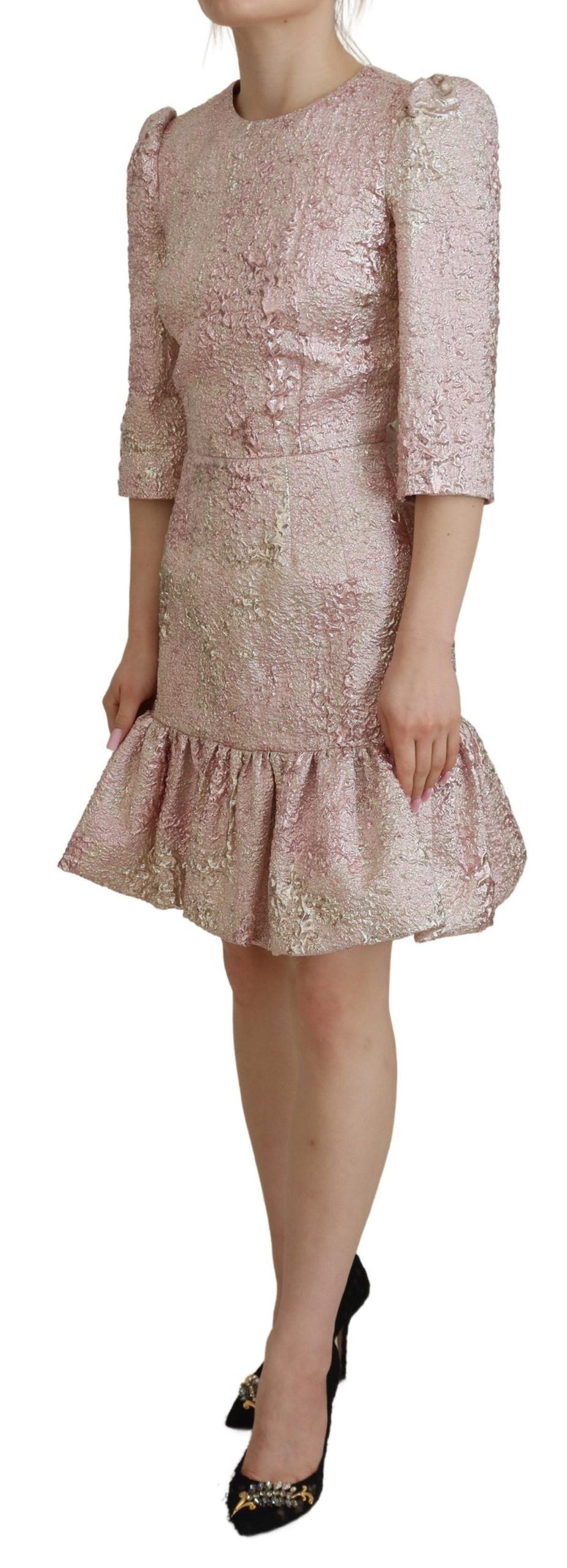 Dolce & Gabbana Pink Jaquard 3/4 Sleeve Sheath Midi Dress - Whispers Of Wisdom Clothing