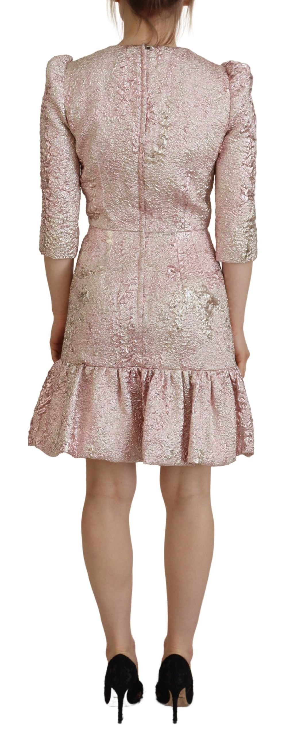 Dolce & Gabbana Pink Jaquard 3/4 Sleeve Sheath Midi Dress - Whispers Of Wisdom Clothing