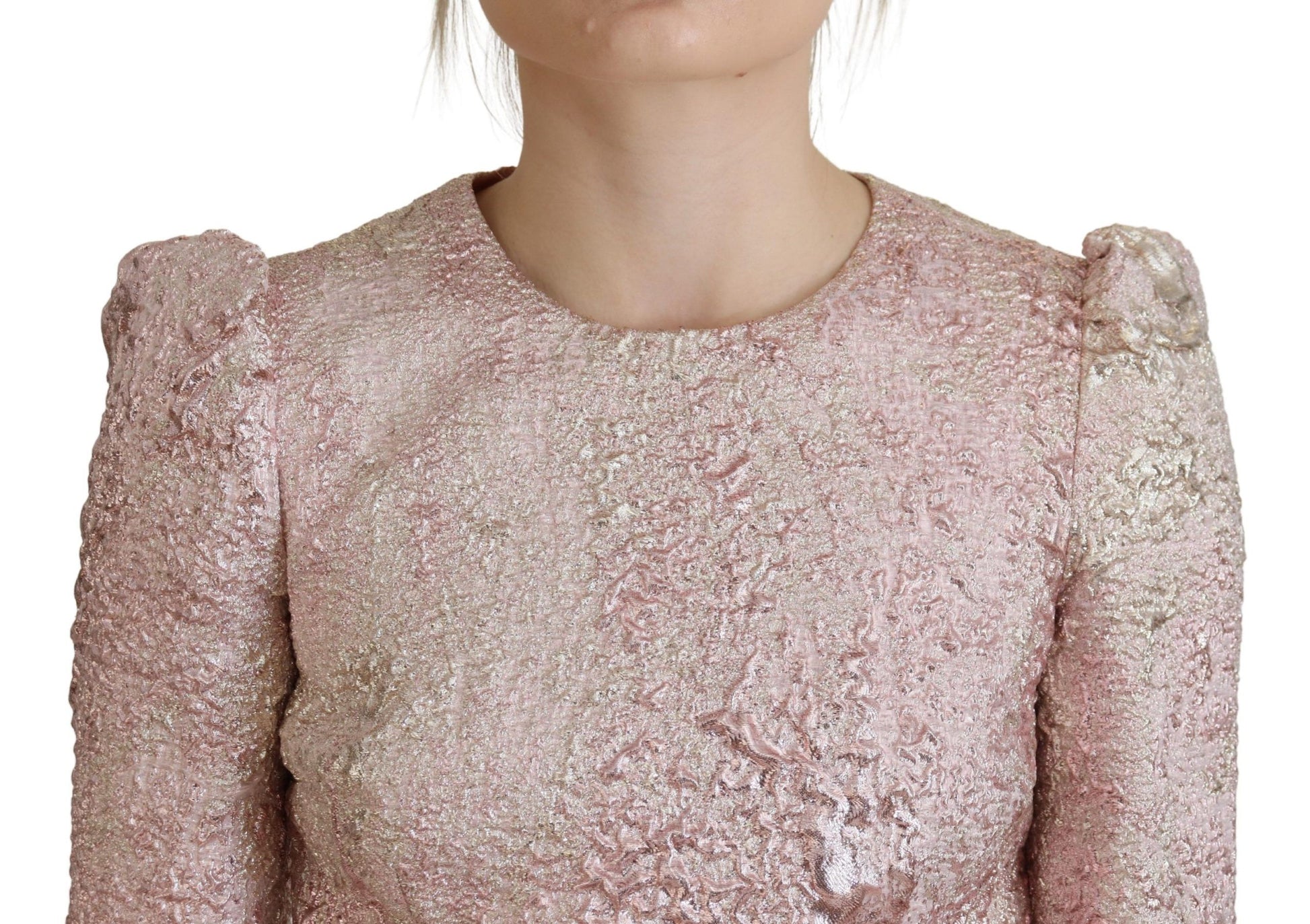 Dolce & Gabbana Pink Jaquard 3/4 Sleeve Sheath Midi Dress - Whispers Of Wisdom Clothing