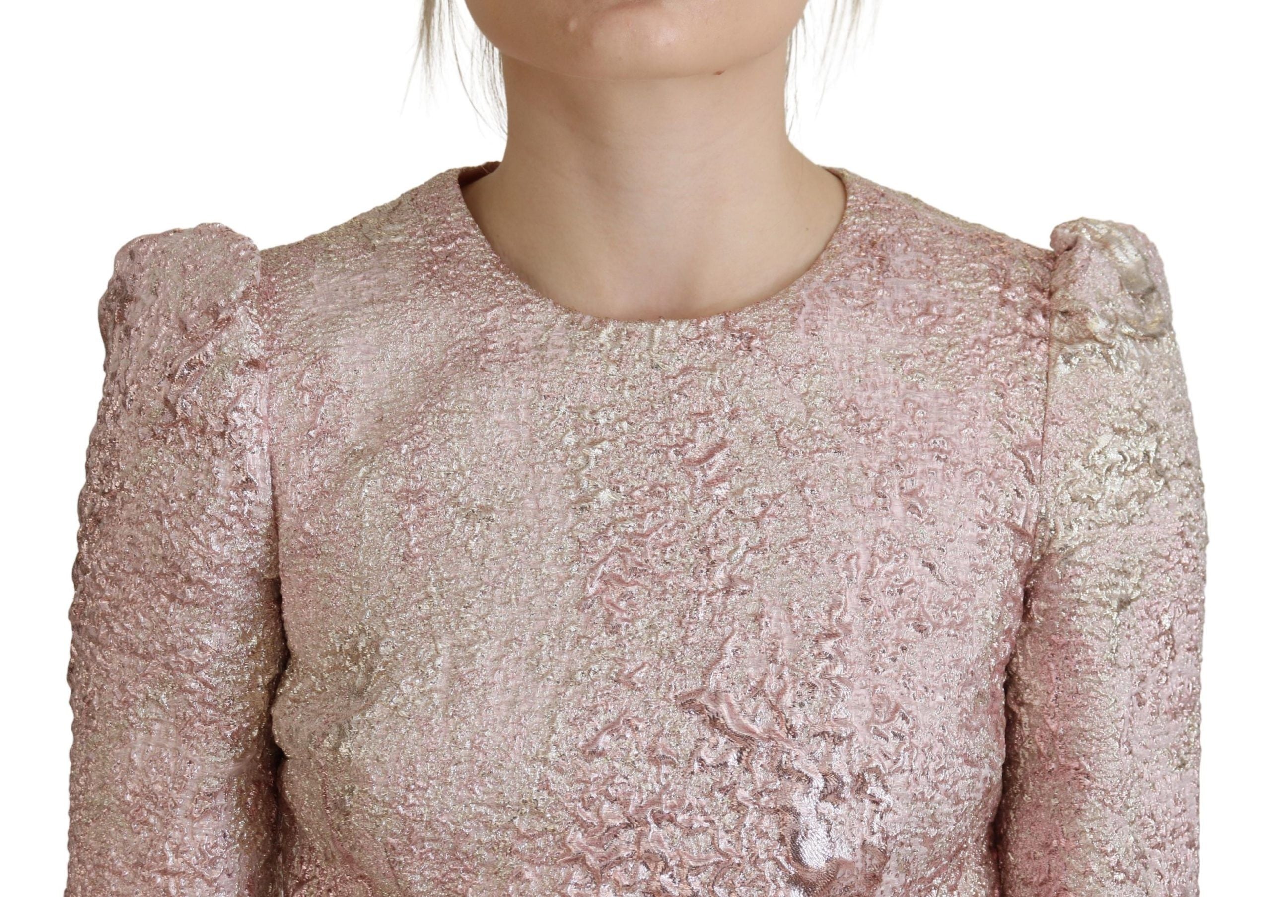 Dolce & Gabbana Pink Jaquard 3/4 Sleeve Sheath Midi Dress - Whispers Of Wisdom Clothing