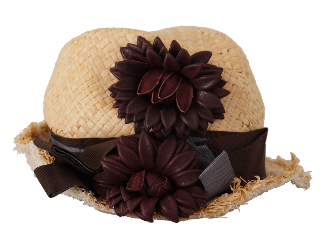 Dolce & Gabbana Yellow Ribbon Floral Embellished Straw Hat - Whispers Of Wisdom Clothing