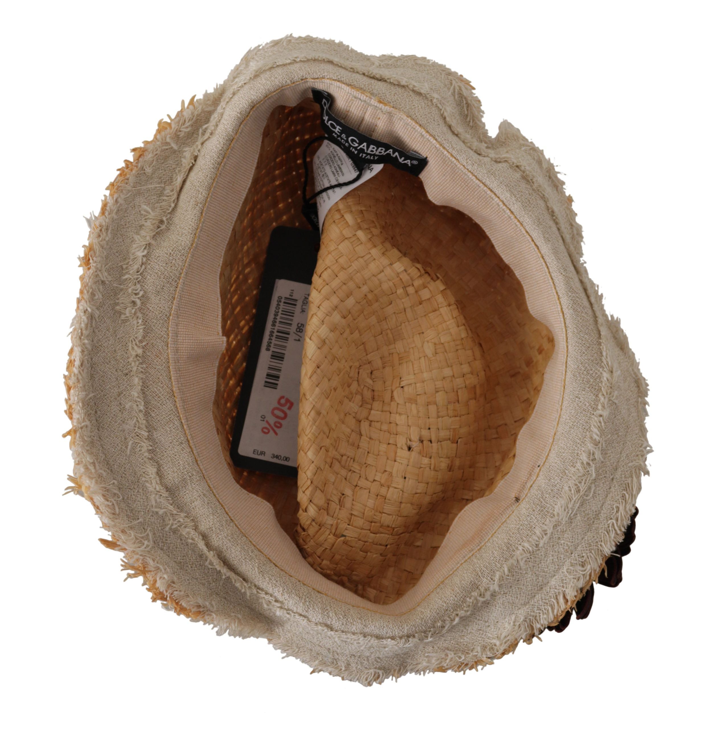 Dolce & Gabbana Yellow Ribbon Floral Embellished Straw Hat - Whispers Of Wisdom Clothing