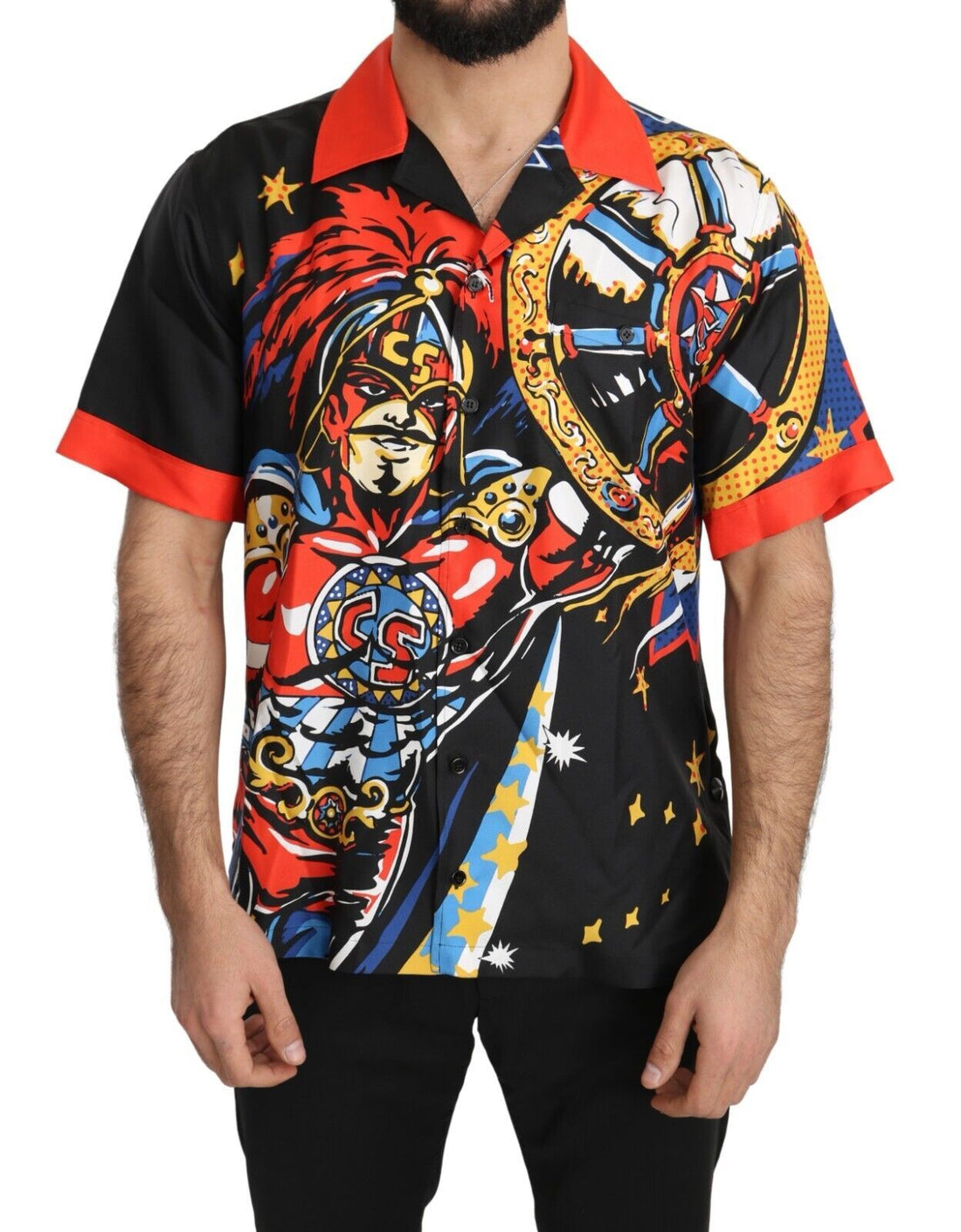 Dolce & Gabbana Multicolor Printed Short Sleeves Casual Shirt - Whispers Of Wisdom Clothing