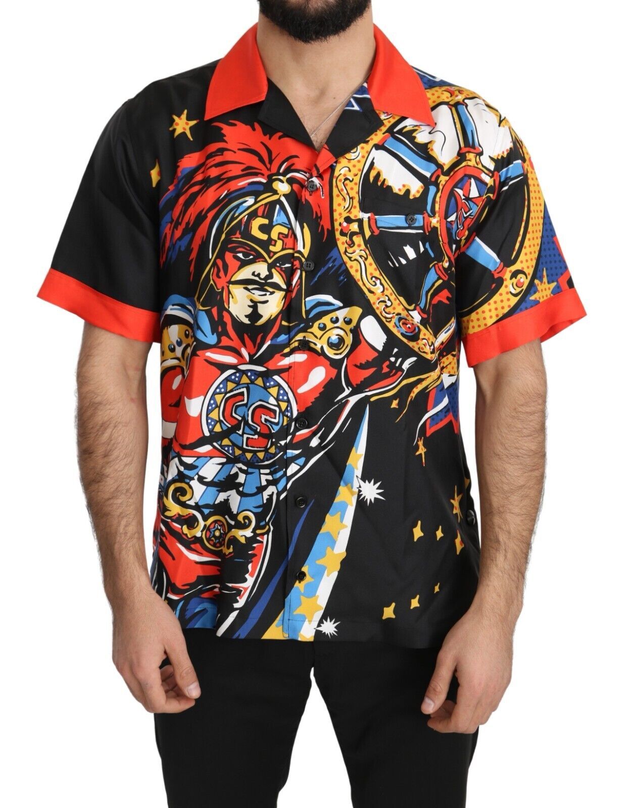 Dolce & Gabbana Multicolor Printed Short Sleeves Casual Shirt - Whispers Of Wisdom Clothing