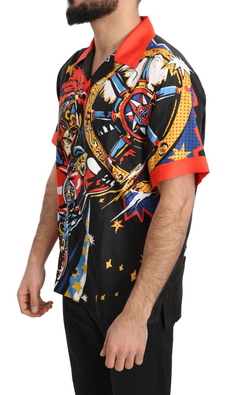 Dolce & Gabbana Multicolor Printed Short Sleeves Casual Shirt - Whispers Of Wisdom Clothing