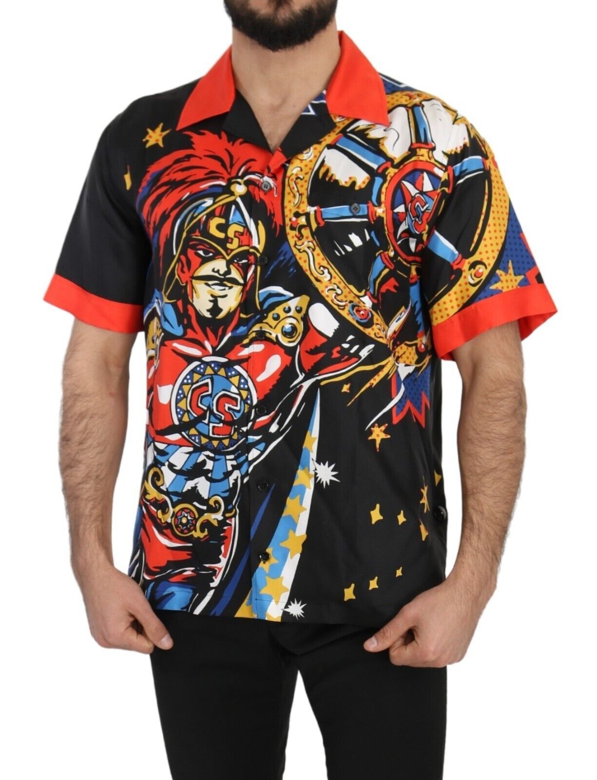 Dolce & Gabbana Multicolor Printed Short Sleeves Casual Shirt - Whispers Of Wisdom Clothing