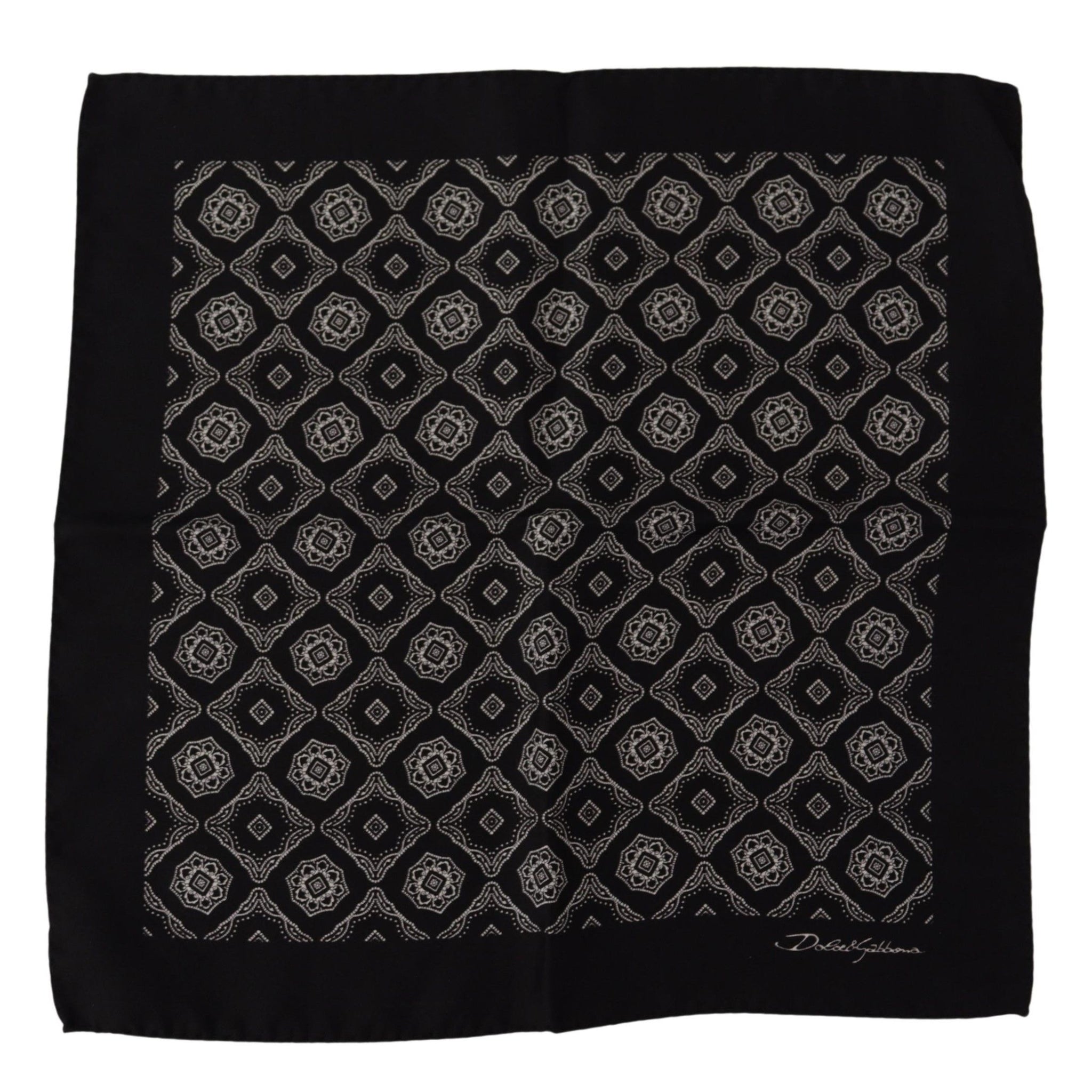 Dolce & Gabbana Black Geometric Patterned Square Handkerchief Scarf