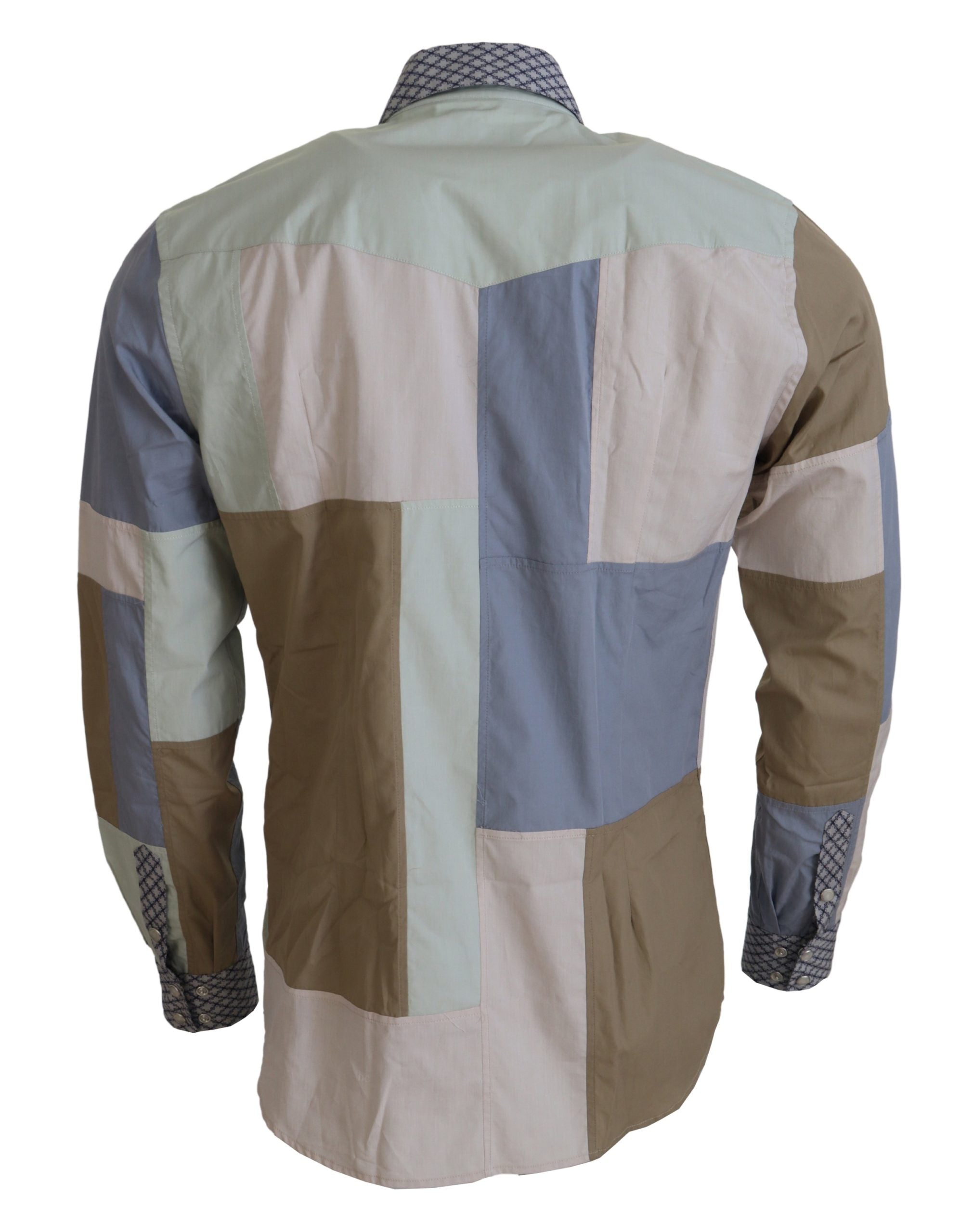 Dolce & Gabbana Multicolor Cotton Patchwork Slim Shirt - Whispers Of Wisdom Clothing