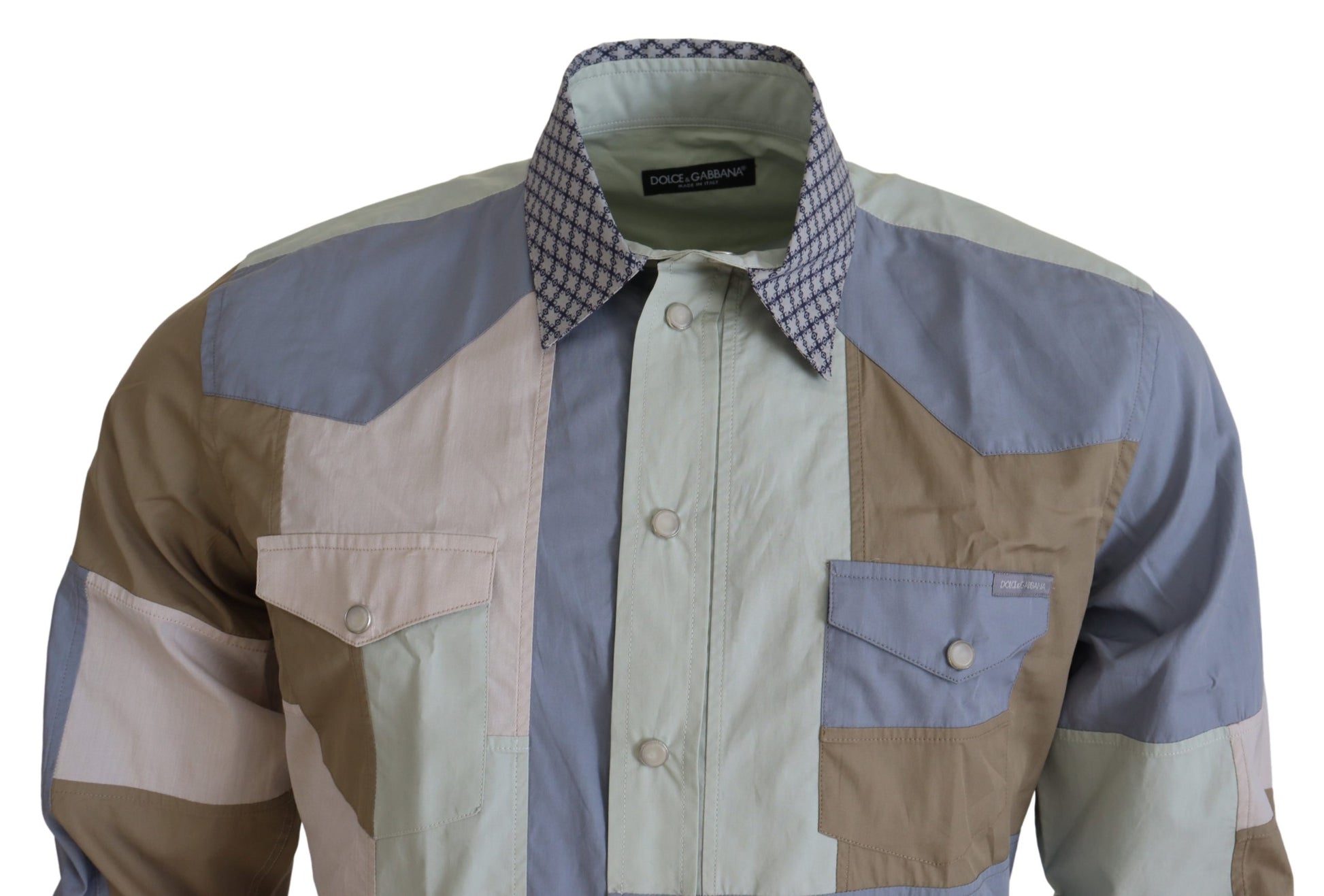 Dolce & Gabbana Multicolor Cotton Patchwork Slim Shirt - Whispers Of Wisdom Clothing