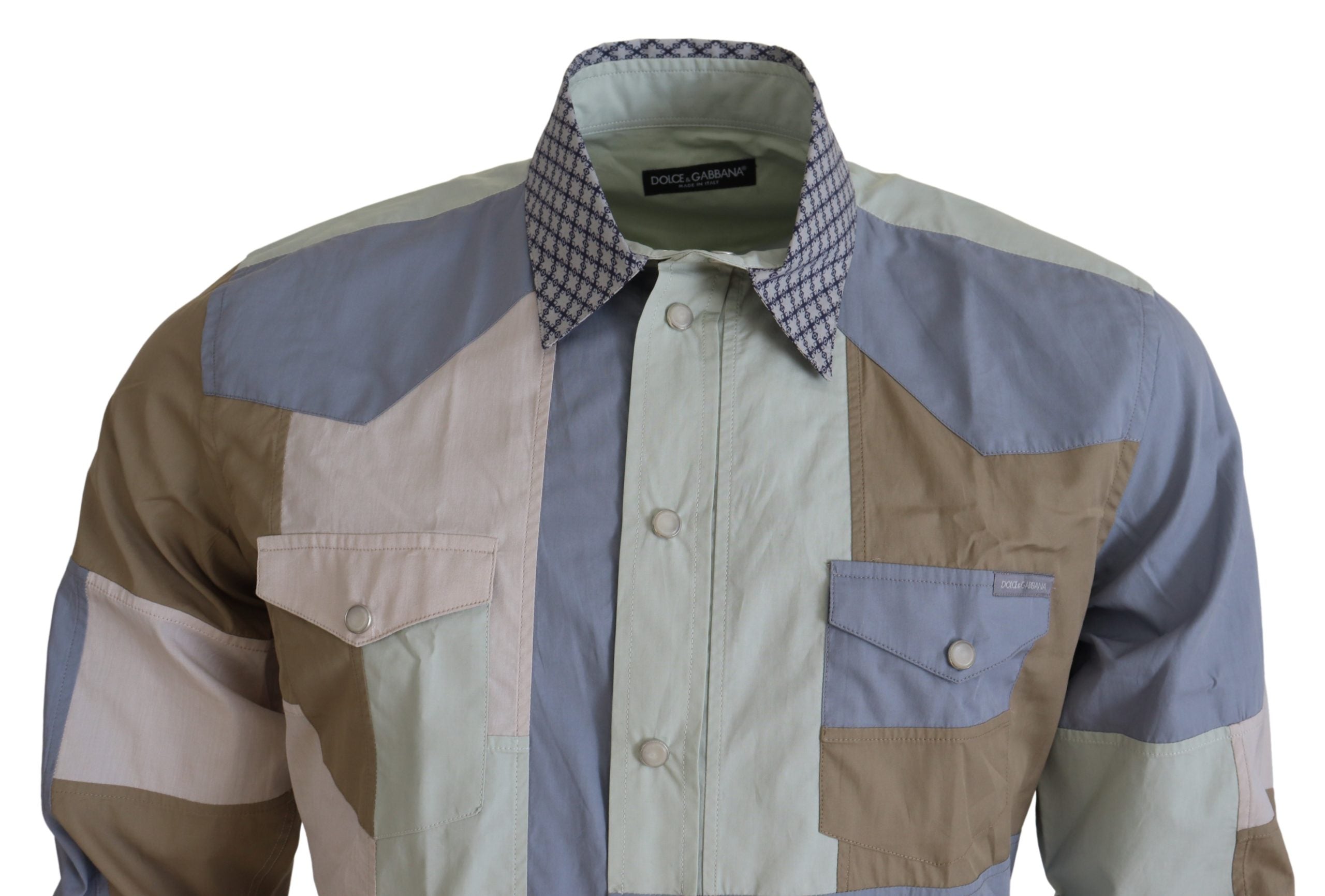 Dolce & Gabbana Multicolor Cotton Patchwork Slim Shirt - Whispers Of Wisdom Clothing
