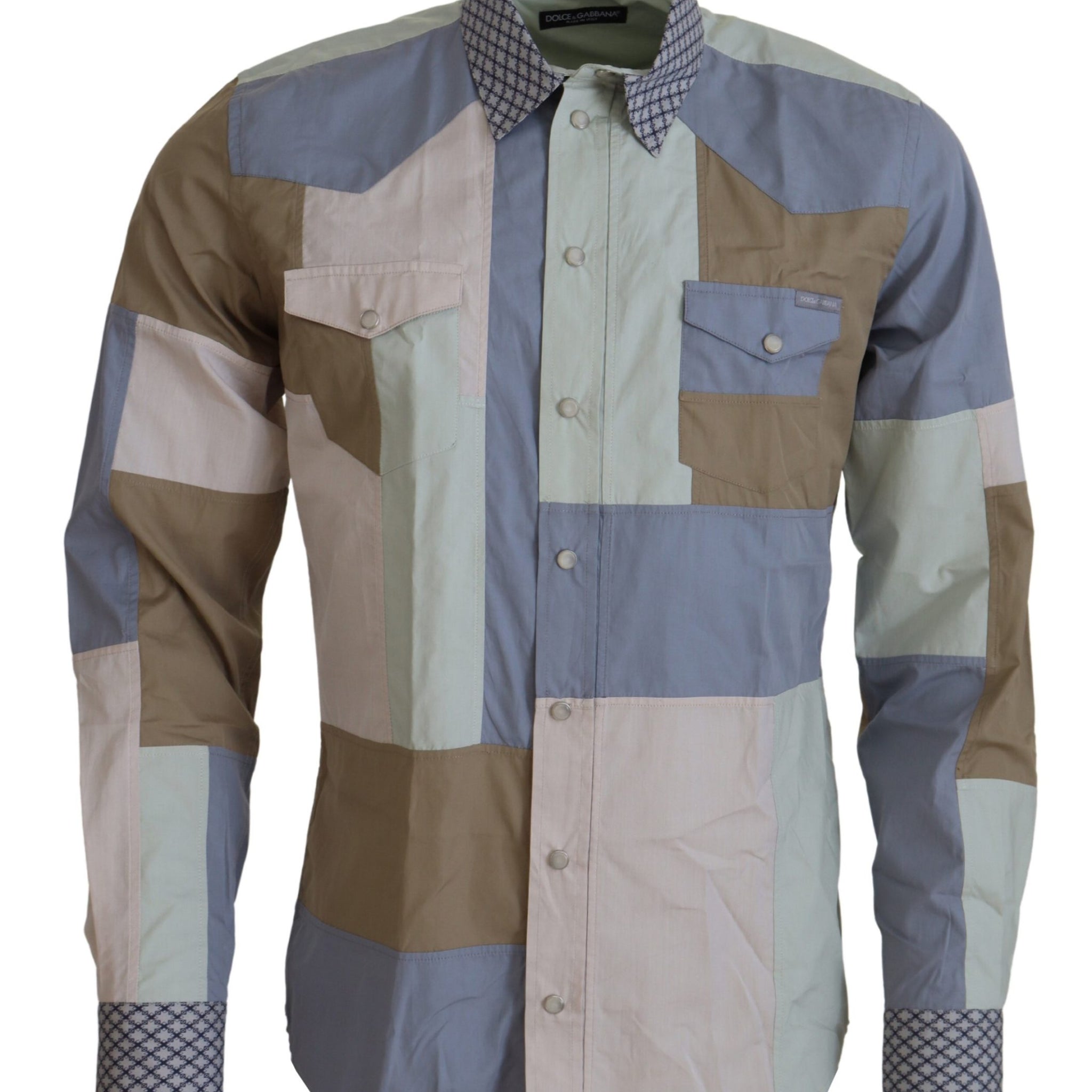 Dolce & Gabbana Multicolor Cotton Patchwork Slim Shirt - Whispers Of Wisdom Clothing