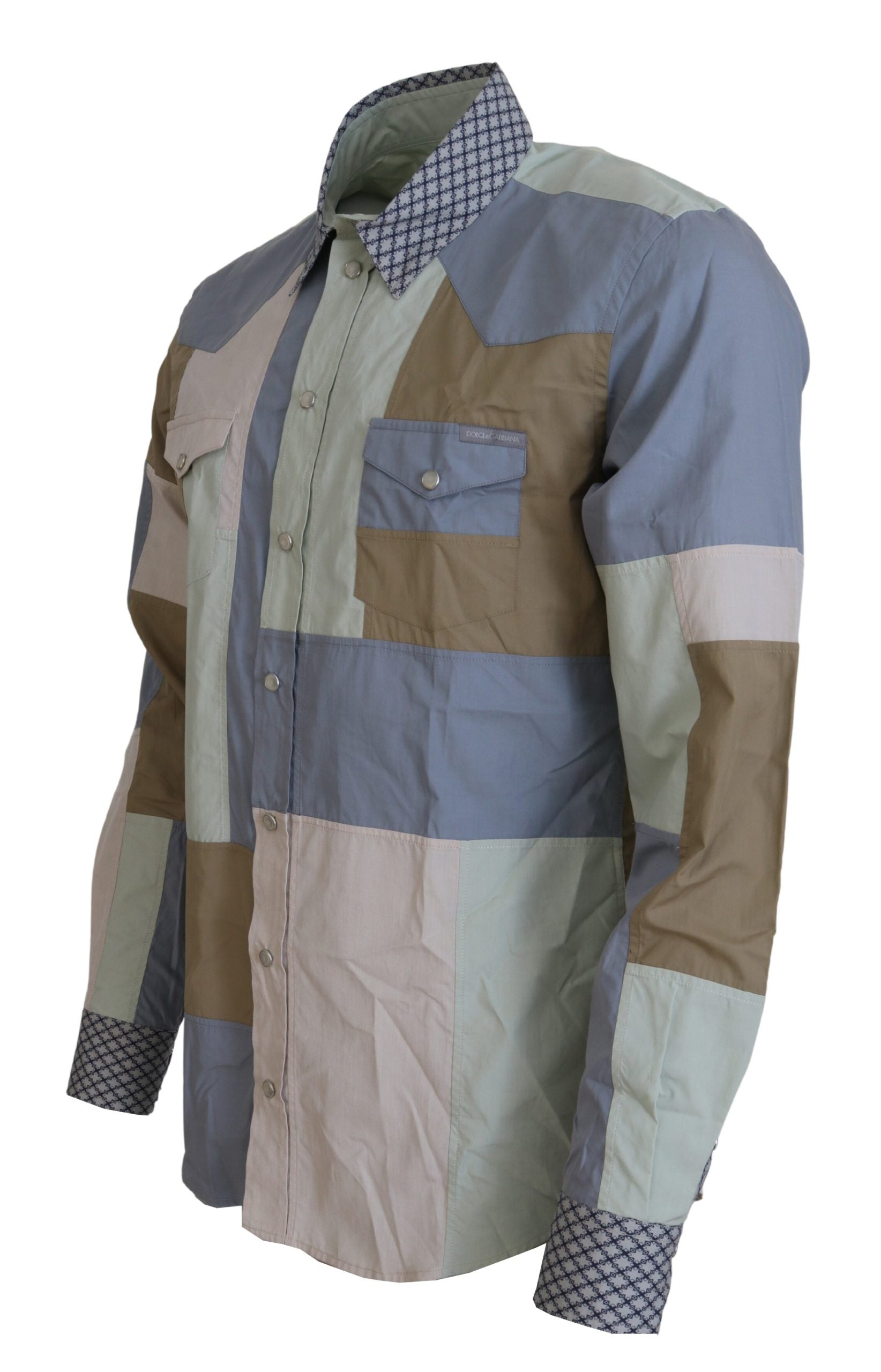 Dolce & Gabbana Multicolor Cotton Patchwork Slim Shirt - Whispers Of Wisdom Clothing