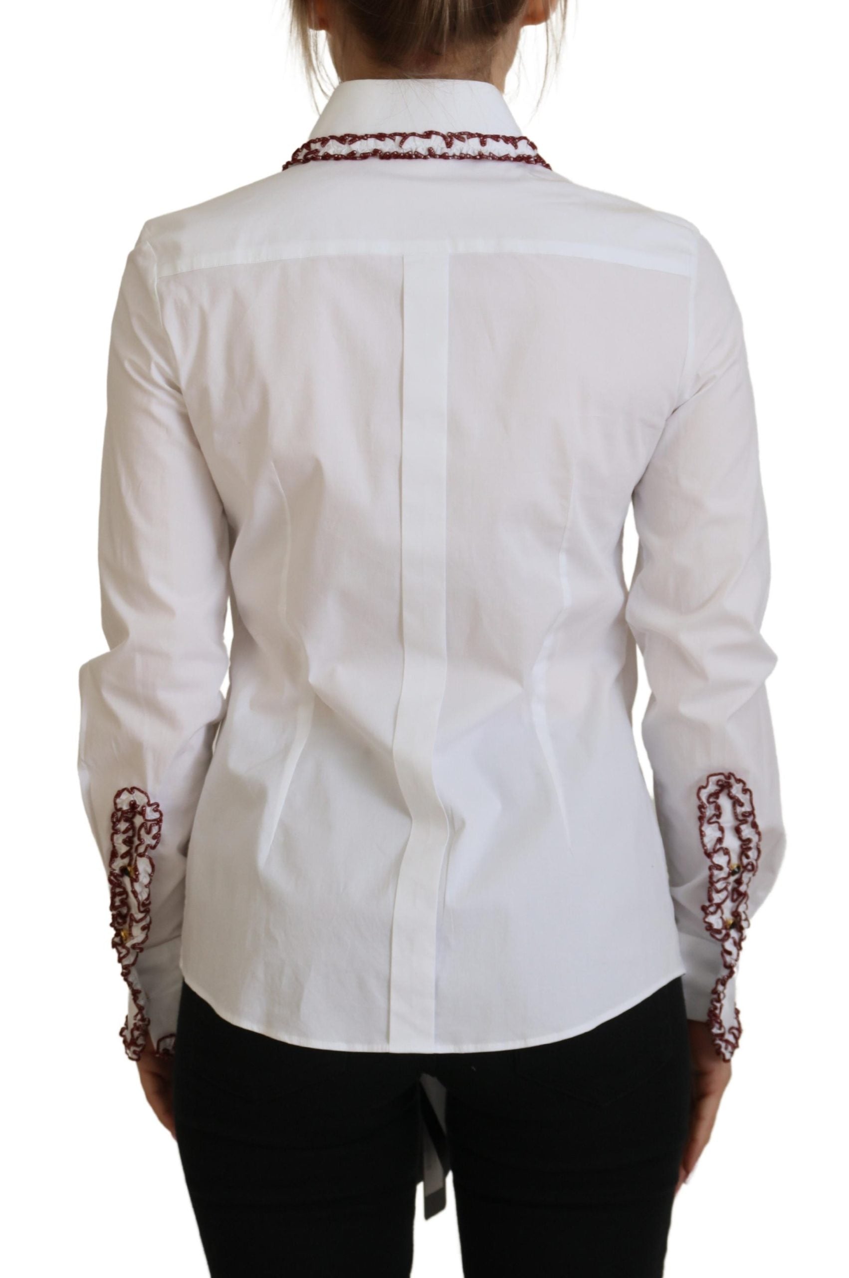 Dolce & Gabbana White Lace Long Sleeves Ruffle Collar Top - Whispers Of Wisdom Clothing