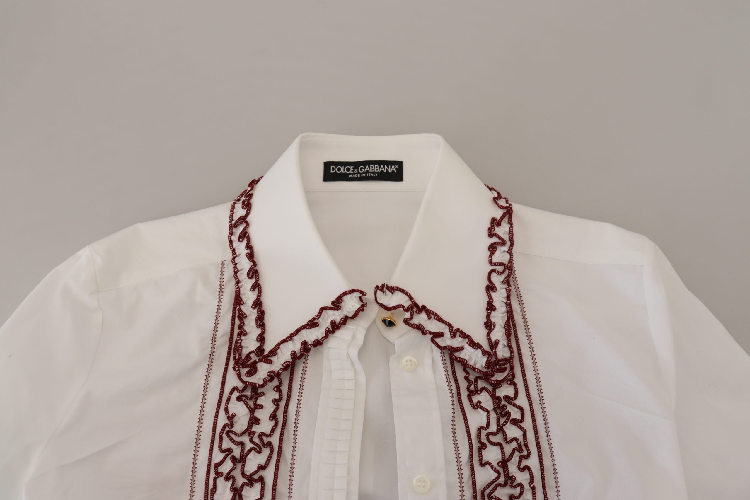 Dolce & Gabbana White Lace Long Sleeves Ruffle Collar Top - Whispers Of Wisdom Clothing