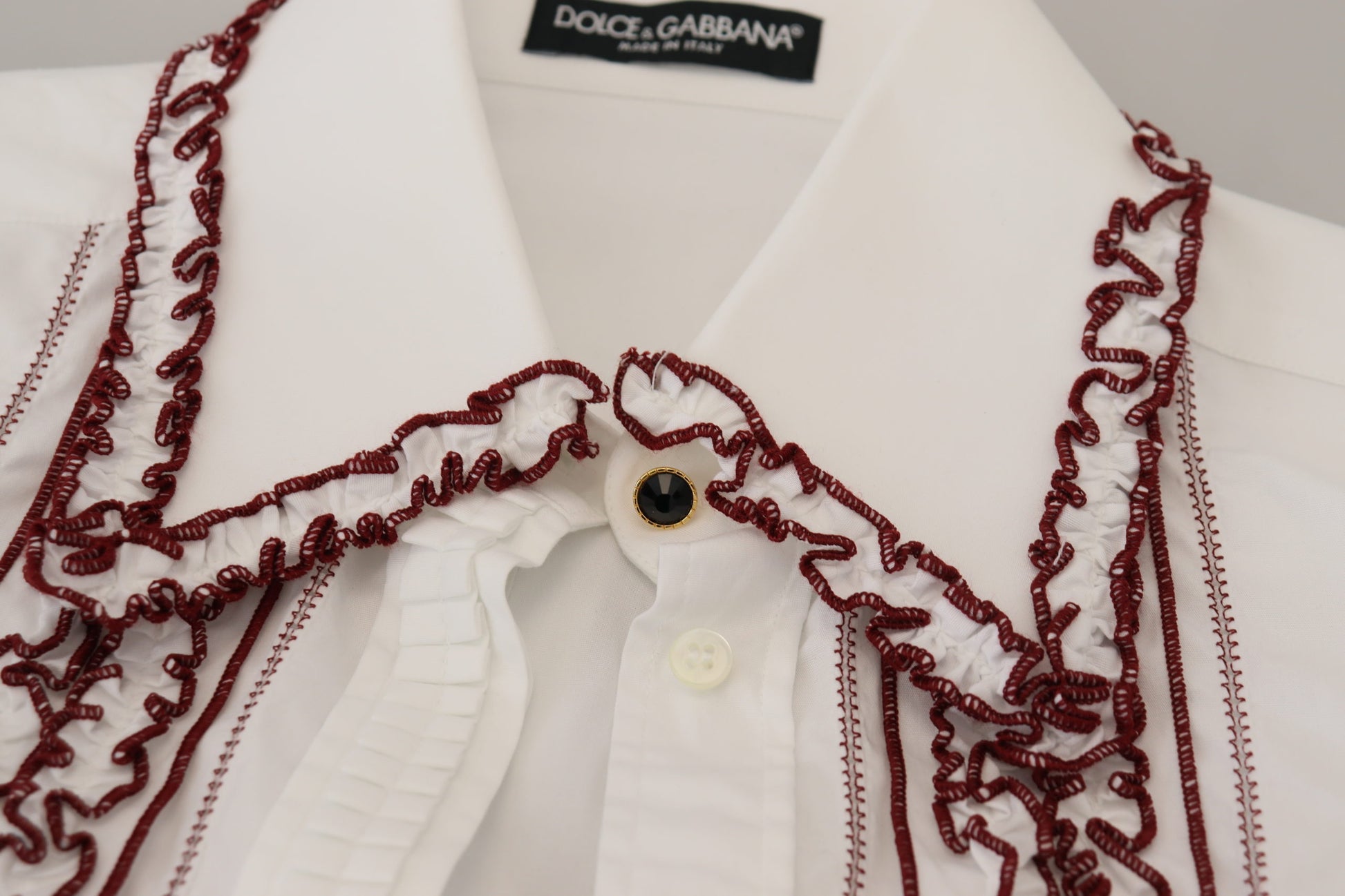 Dolce & Gabbana White Lace Long Sleeves Ruffle Collar Top - Whispers Of Wisdom Clothing
