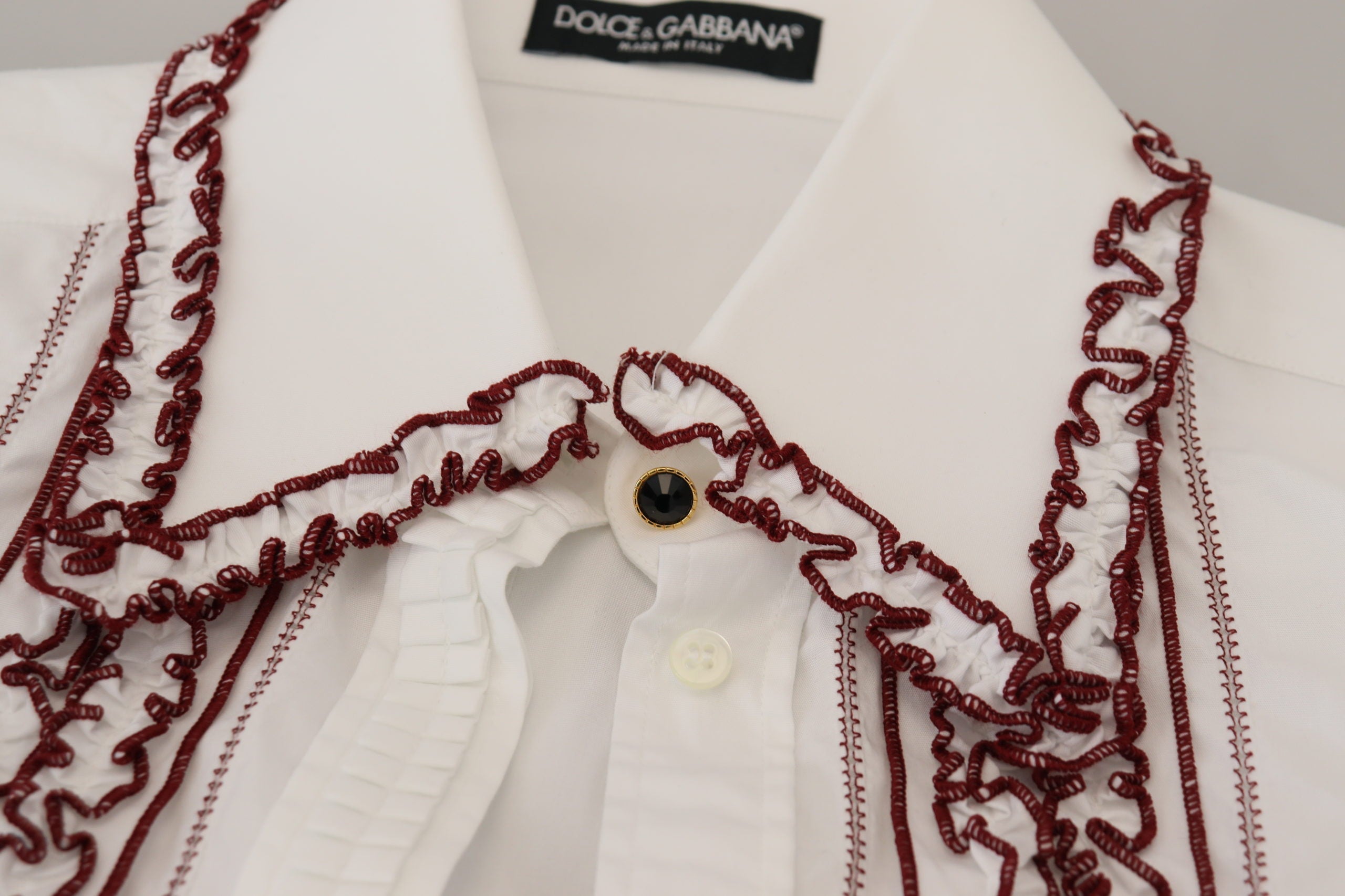Dolce & Gabbana White Lace Long Sleeves Ruffle Collar Top - Whispers Of Wisdom Clothing