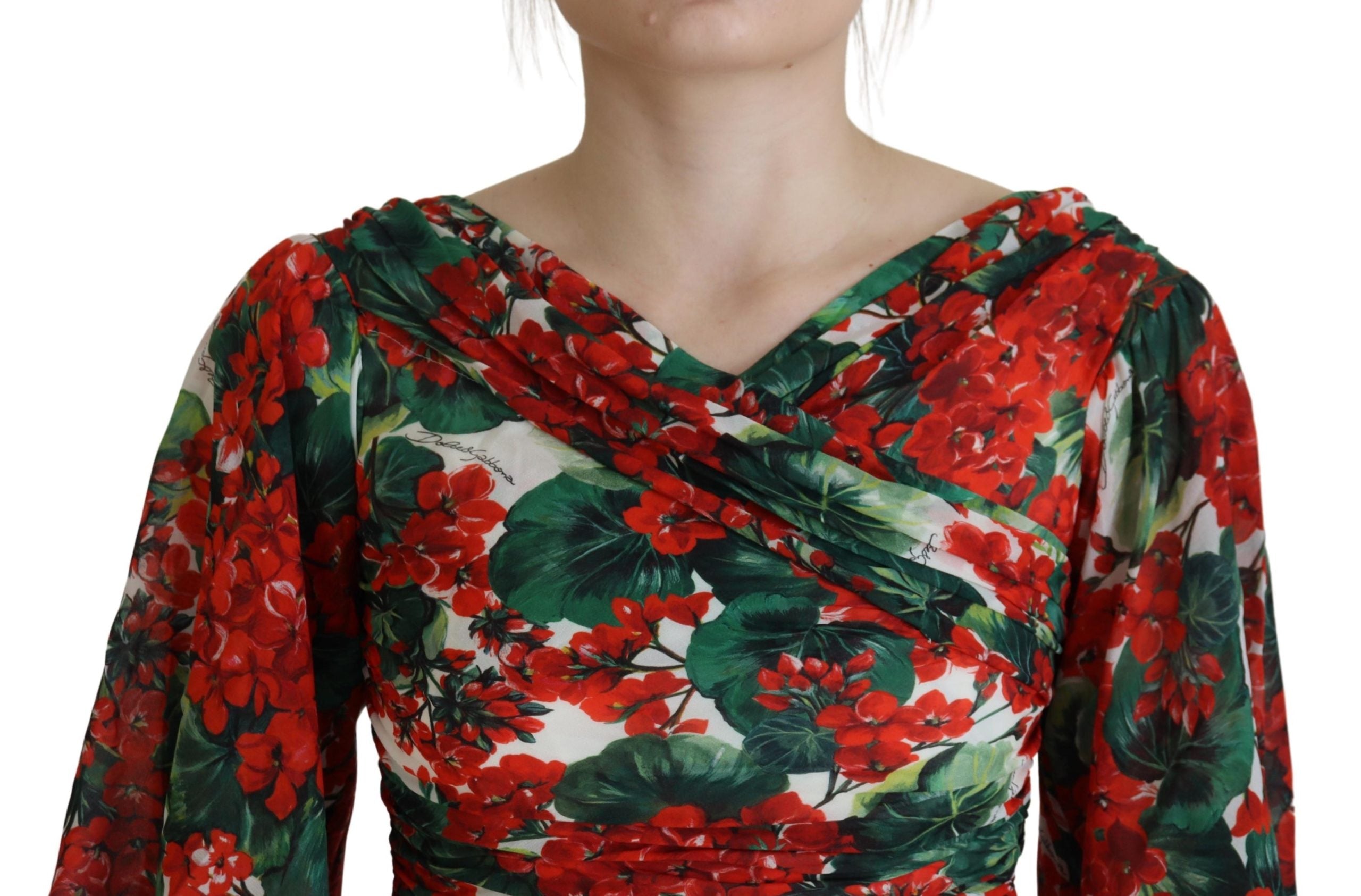 Dolce & Gabbana Multicolor Geranium Silk Sheath Midi Dress - Whispers Of Wisdom Clothing