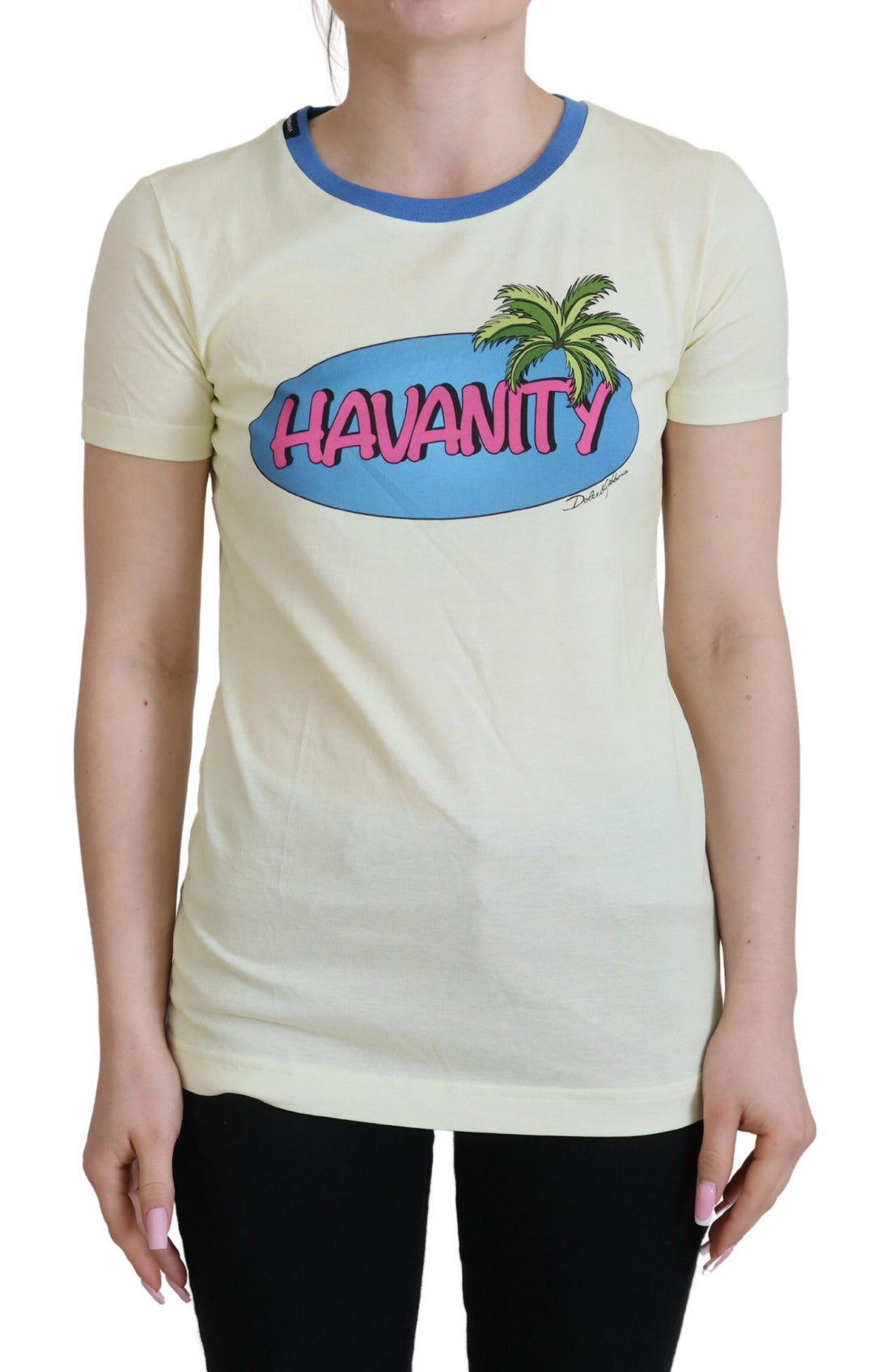 Dolce & Gabbana Yellow Havanity Round Neck Tee Cotton T-shirt - Whispers Of Wisdom Clothing