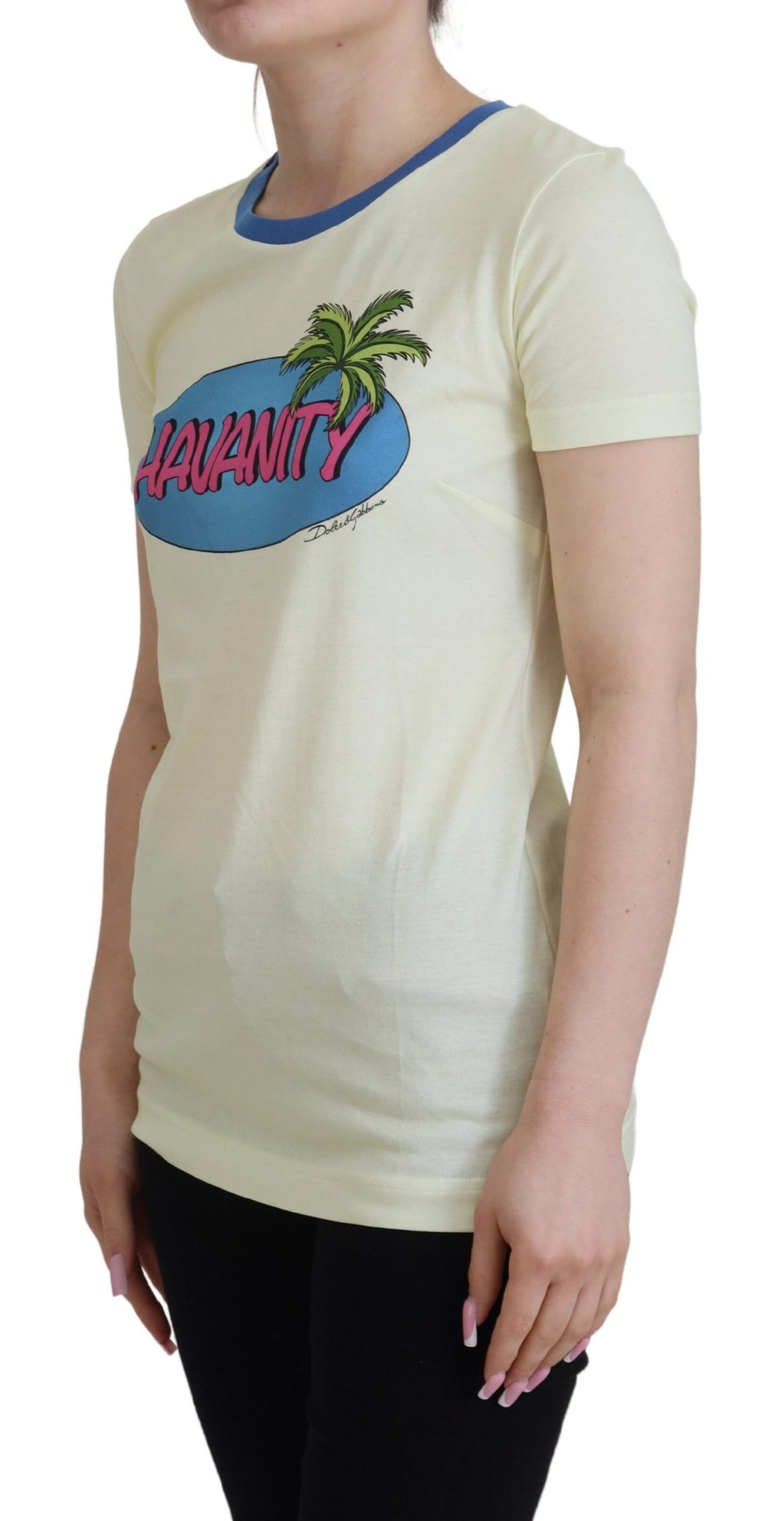Dolce & Gabbana Yellow Havanity Round Neck Tee Cotton T-shirt - Whispers Of Wisdom Clothing