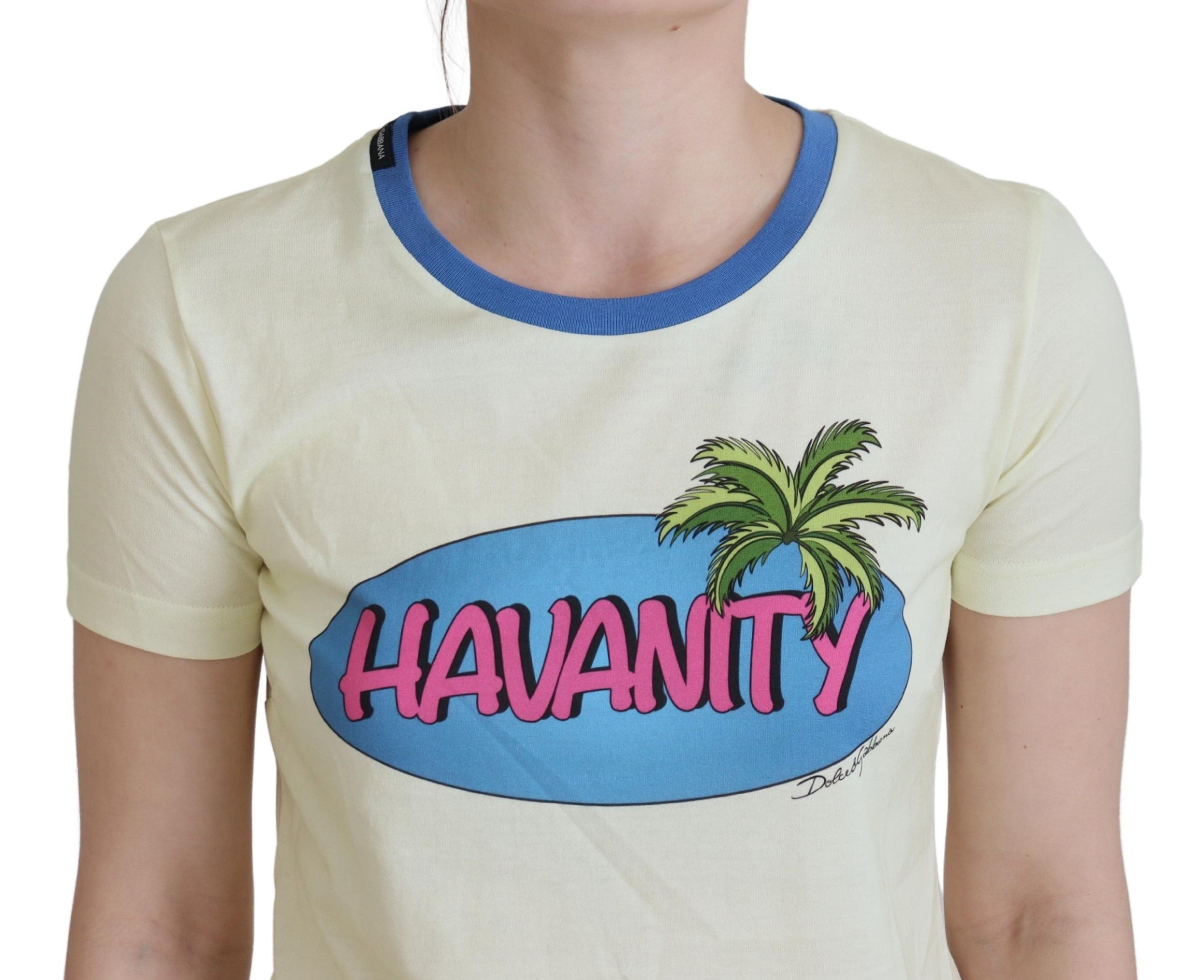 Dolce & Gabbana Yellow Havanity Round Neck Tee Cotton T-shirt - Whispers Of Wisdom Clothing