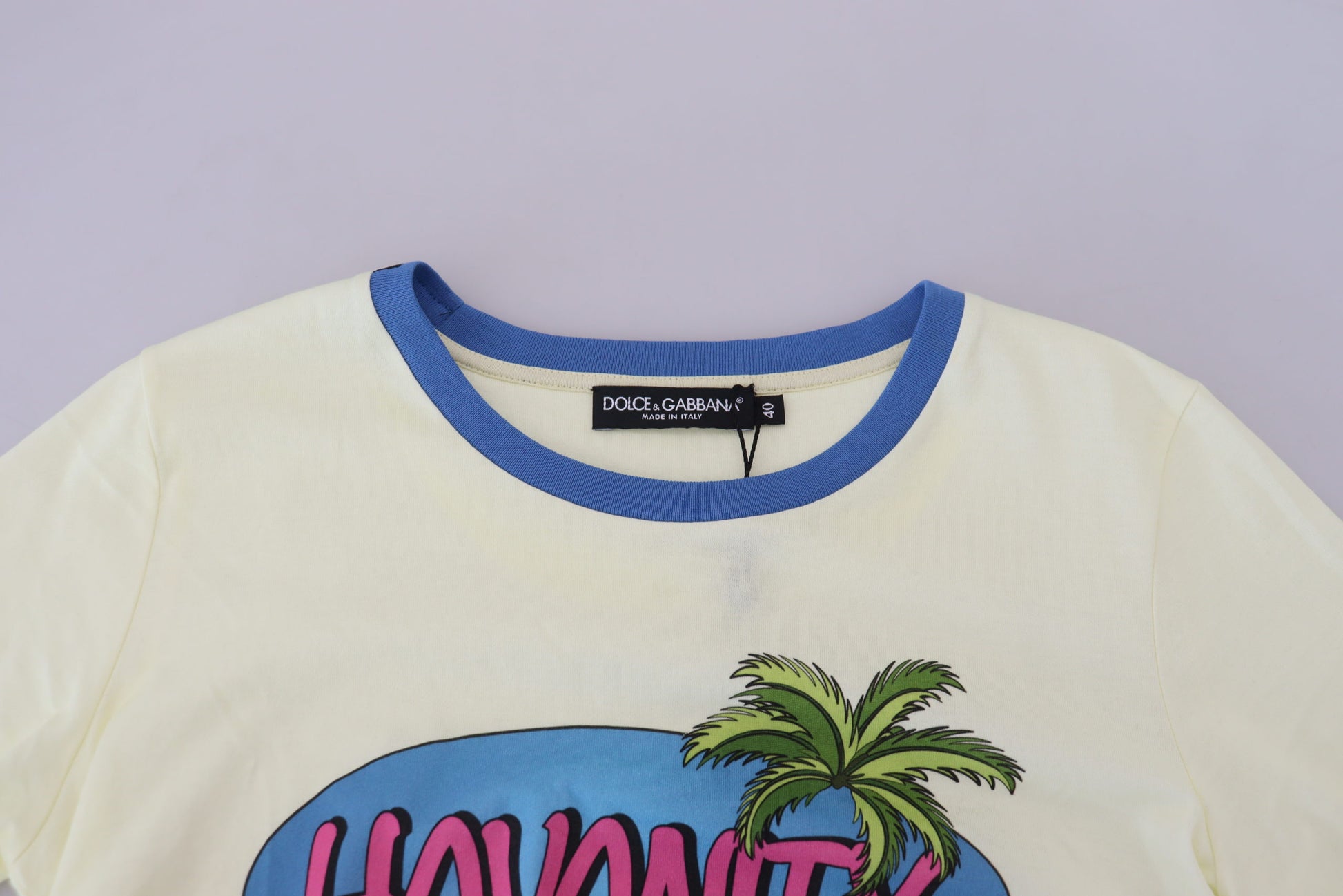 Dolce & Gabbana Yellow Havanity Round Neck Tee Cotton T-shirt - Whispers Of Wisdom Clothing