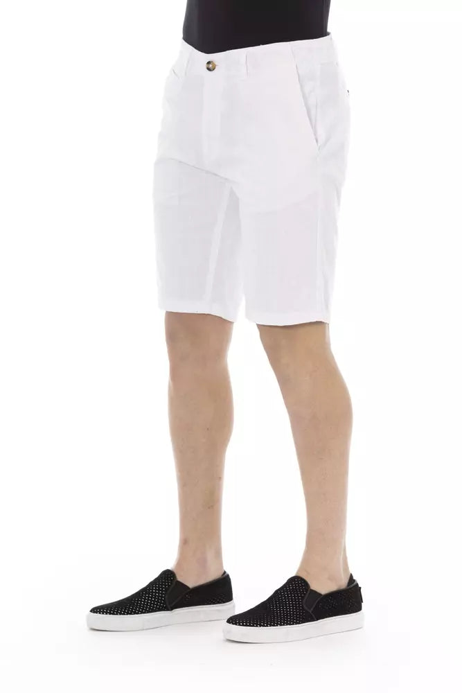 Baldinini Trend White Cotton Men Bermuda Short - Whispers Of Wisdom Clothing