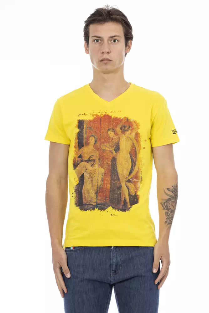 Trussardi Action Yellow Cotton Men T-Shirt - Whispers Of Wisdom Clothing
