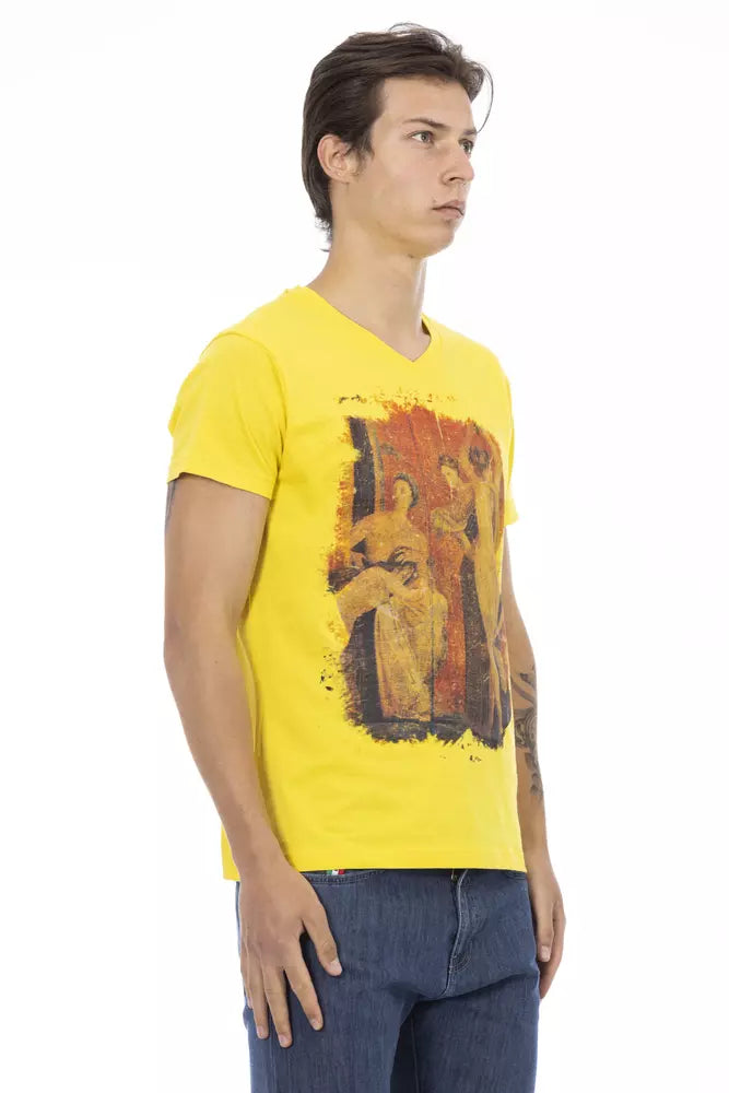 Trussardi Action Yellow Cotton Men T-Shirt - Whispers Of Wisdom Clothing