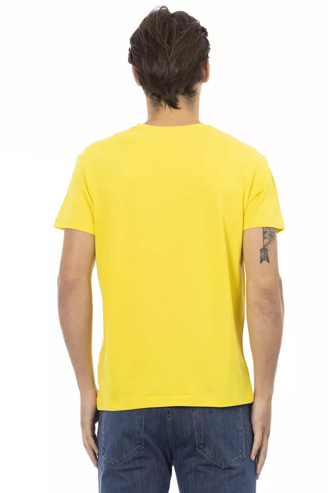 Trussardi Action Yellow Cotton Men V-Neck T-Shirt - Whispers Of Wisdom Clothing