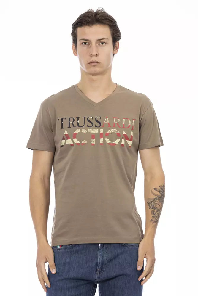 تي شيرت رجالي من القطن البني من Trussardi Action