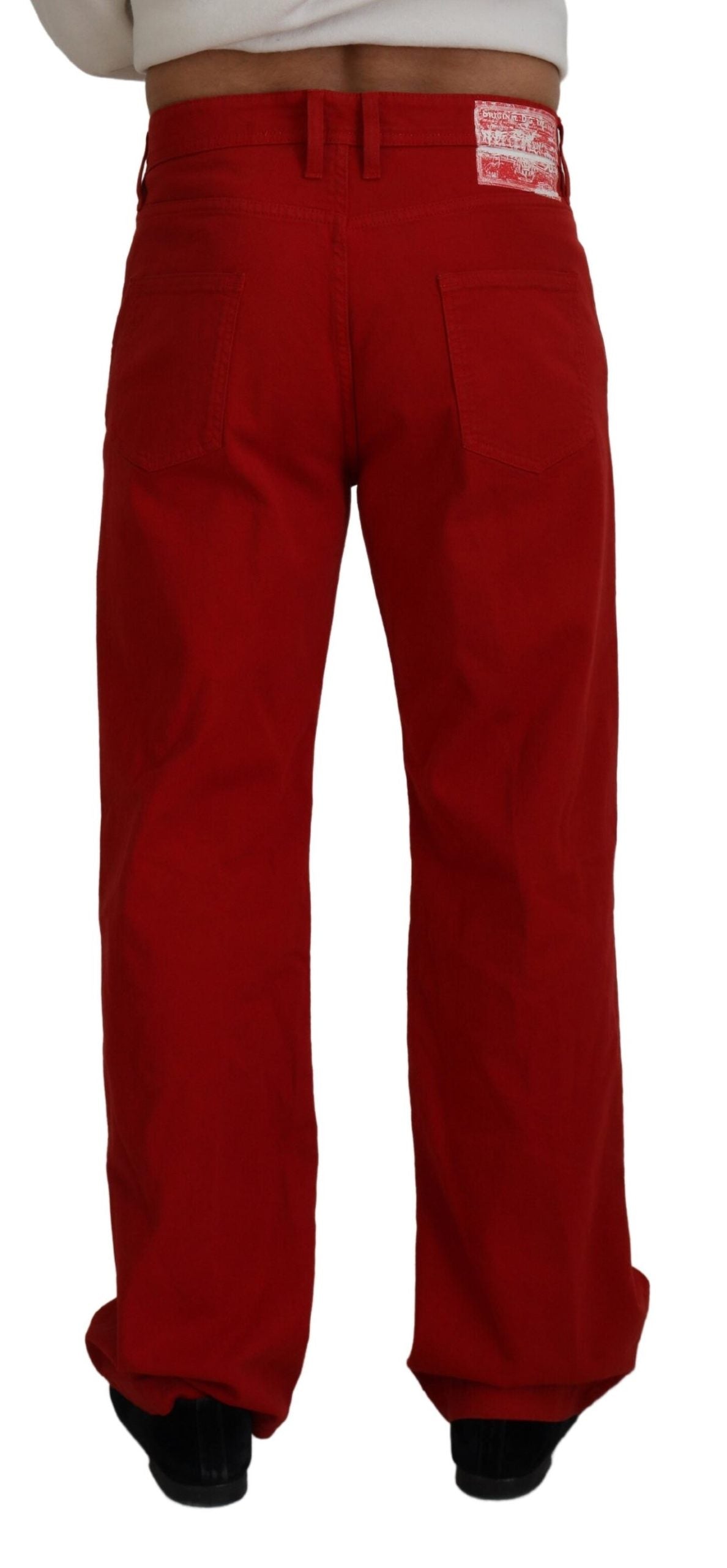 Dolce & Gabbana Red Cotton Straight Fit Men Denim Jeans - Whispers Of Wisdom Clothing