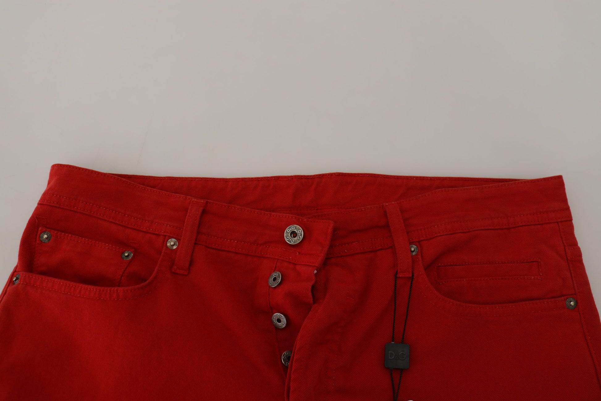 Dolce & Gabbana Red Cotton Straight Fit Men Denim Jeans - Whispers Of Wisdom Clothing