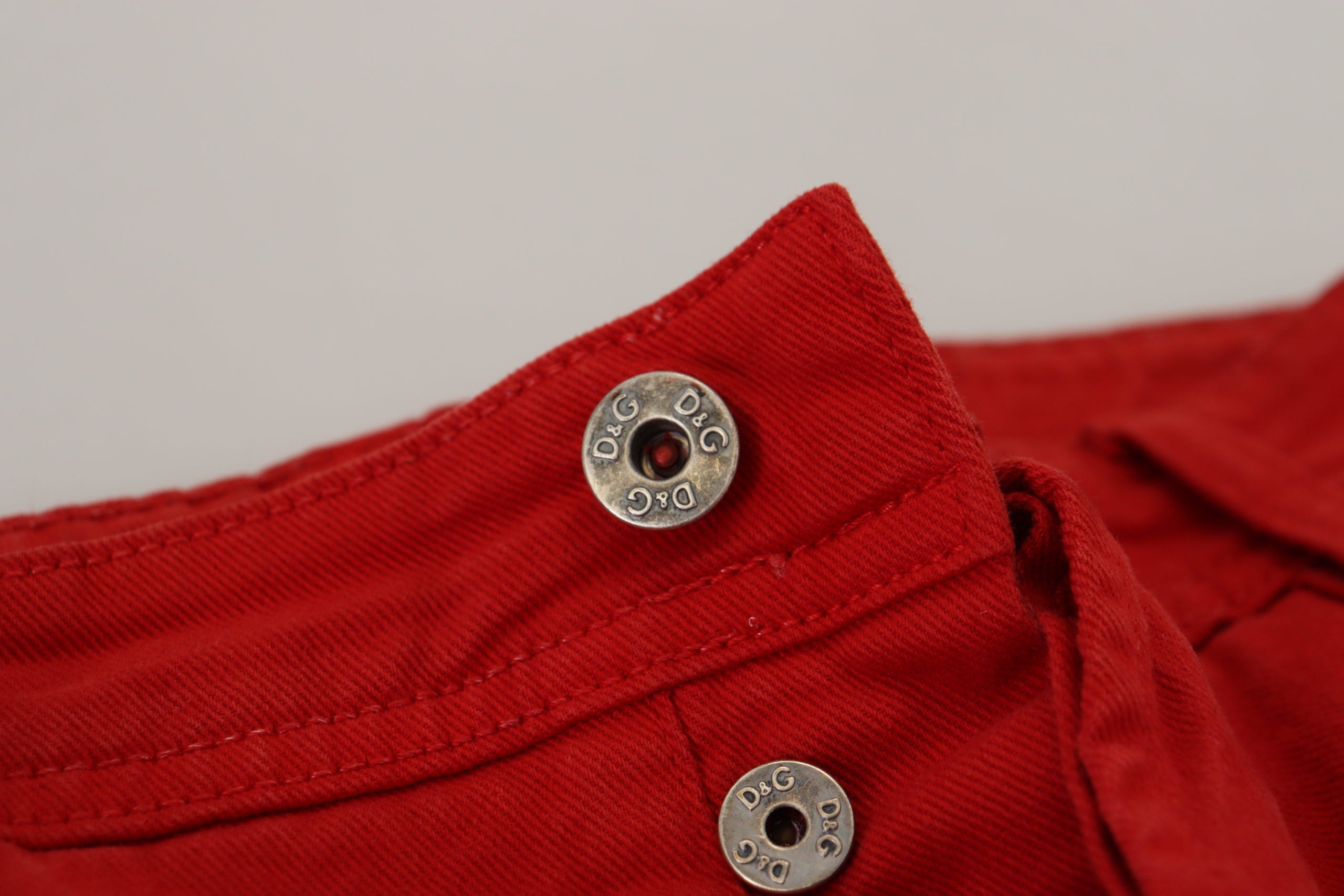 Dolce & Gabbana Red Cotton Straight Fit Men Denim Jeans - Whispers Of Wisdom Clothing