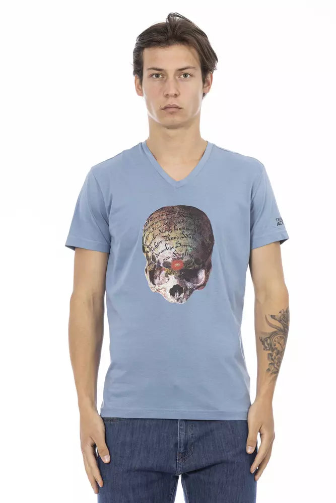 Trussardi Action Light Blue Cotton Men T-Shirt - Whispers Of Wisdom Clothing