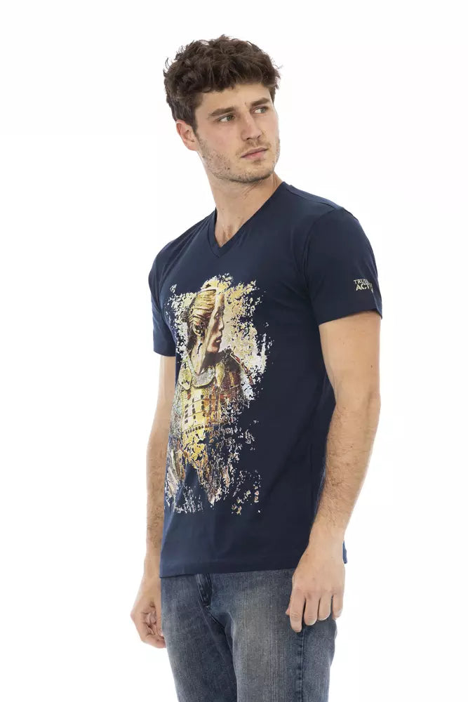 تي شيرت رجالي قطني من Trussardi Action باللون الأزرق