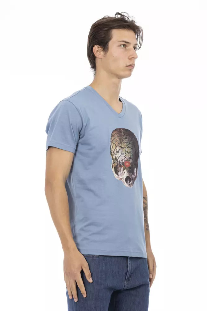 Trussardi Action Light Blue Cotton Men T-Shirt - Whispers Of Wisdom Clothing